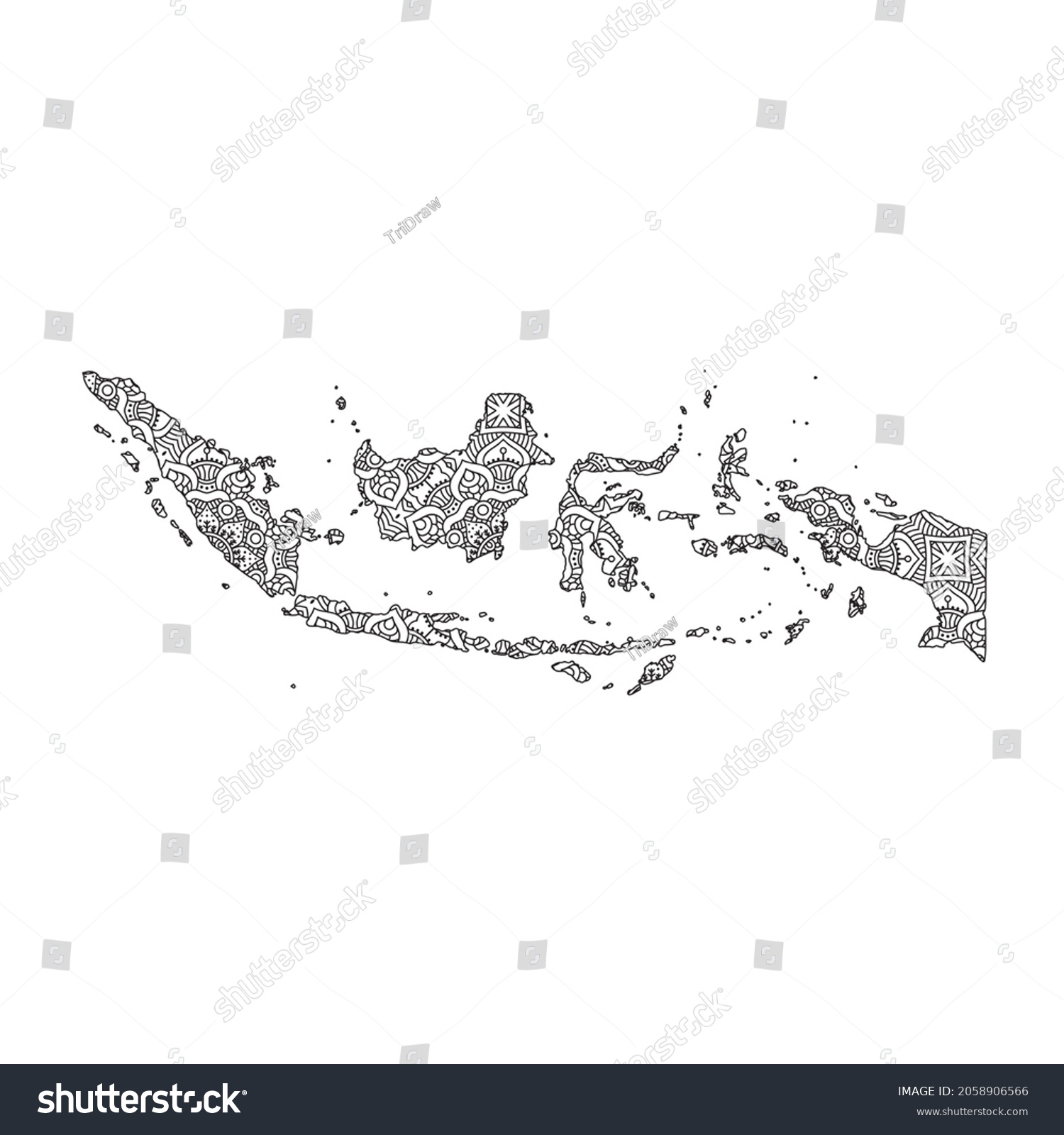 Indonesia Map Mandala Design Vector Illustration Stock Vector (Royalty ...