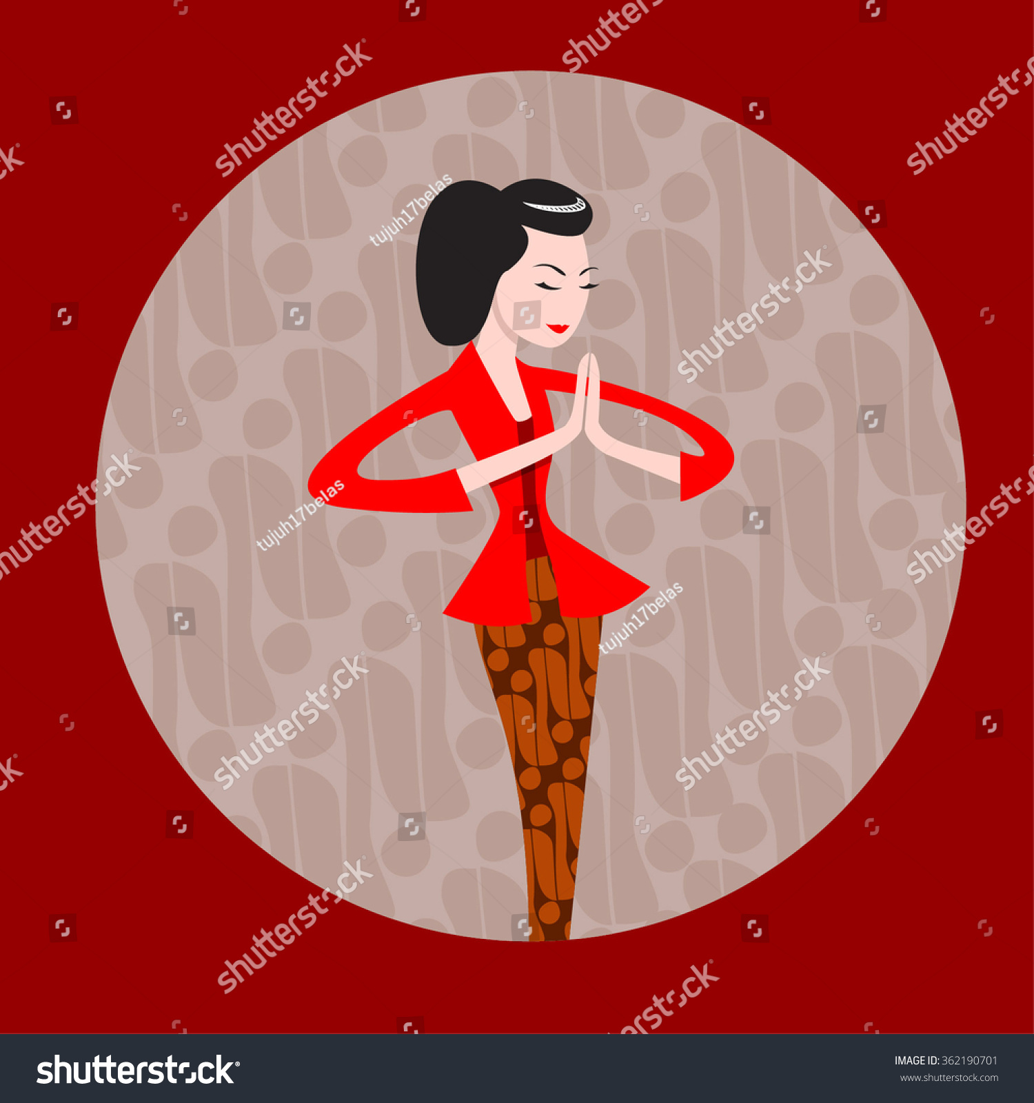 Indonesian Balinese Woman Wearing Kebaya Stock Vector 