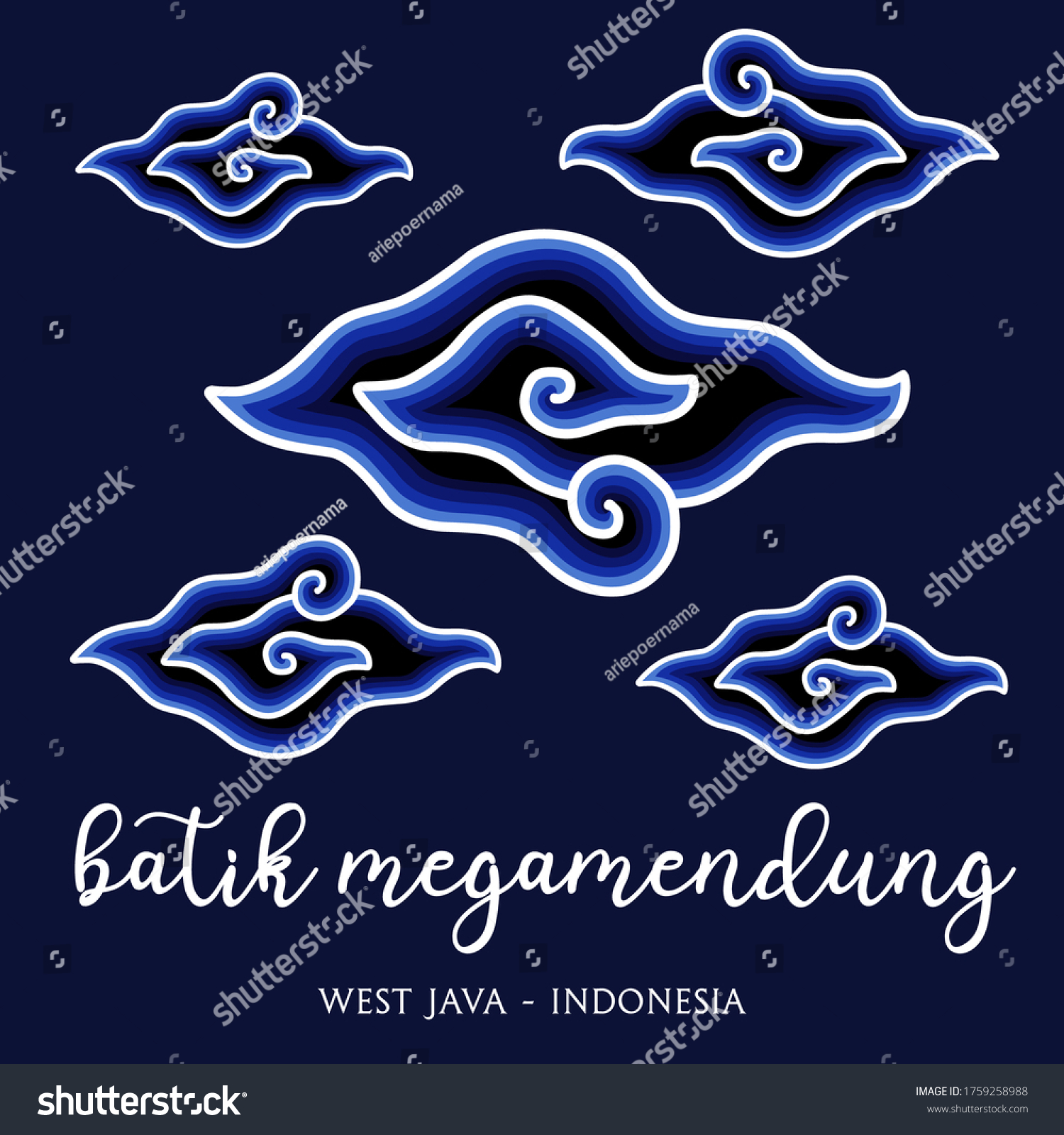 SVG of Indonesian Batik Blue Mega Mendung svg