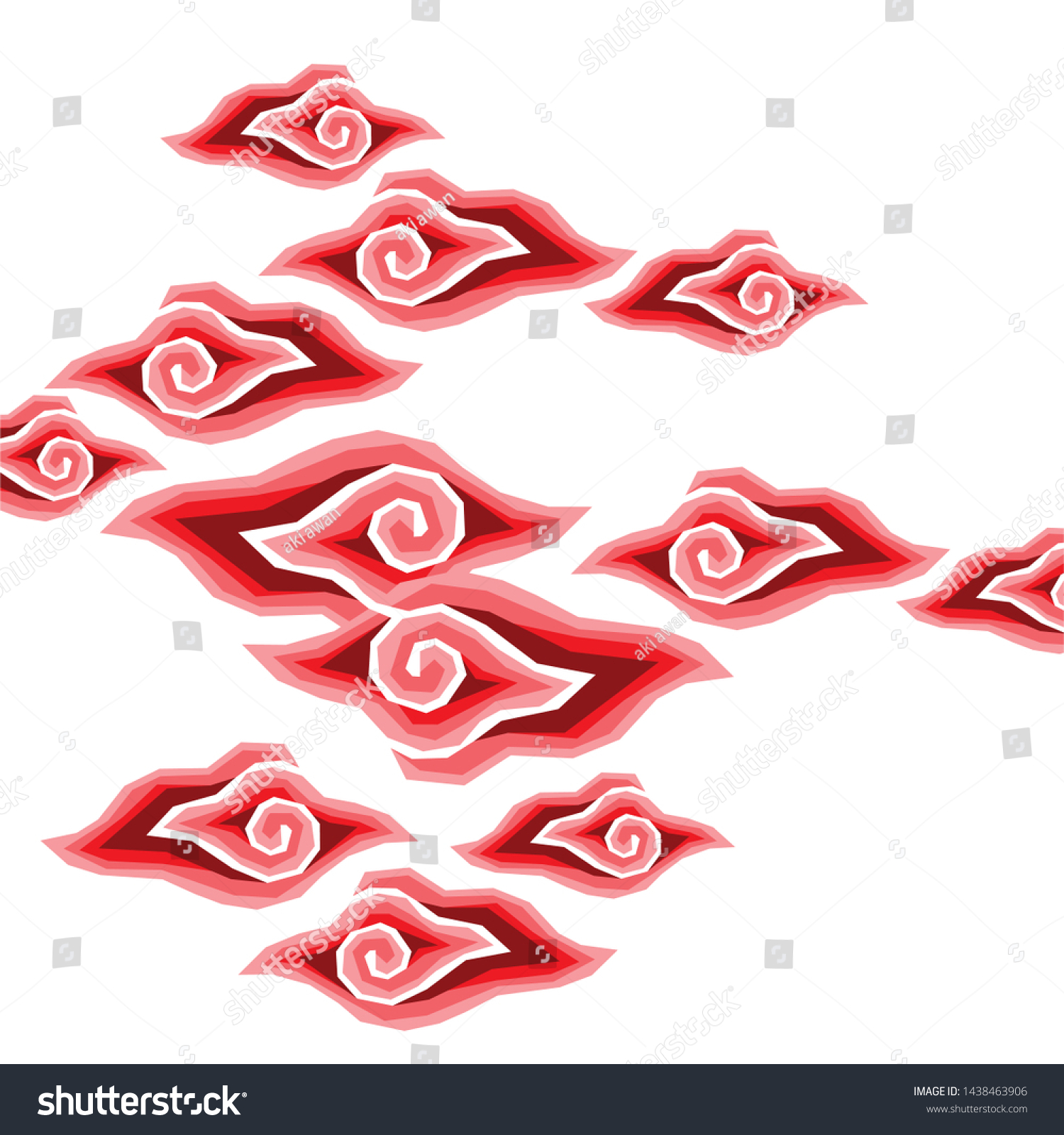 SVG of indonesian batik red mega mendung svg