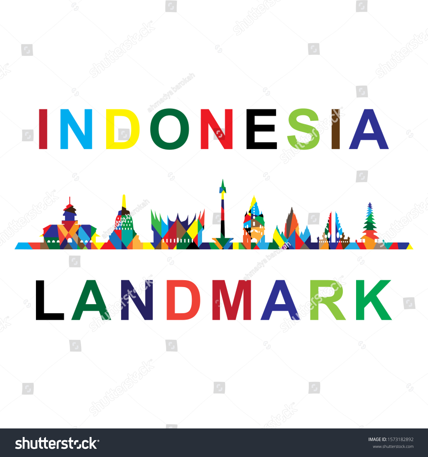 Indonesian Landmark Icon Wpap Style Design Stock Vector (Royalty Free ...