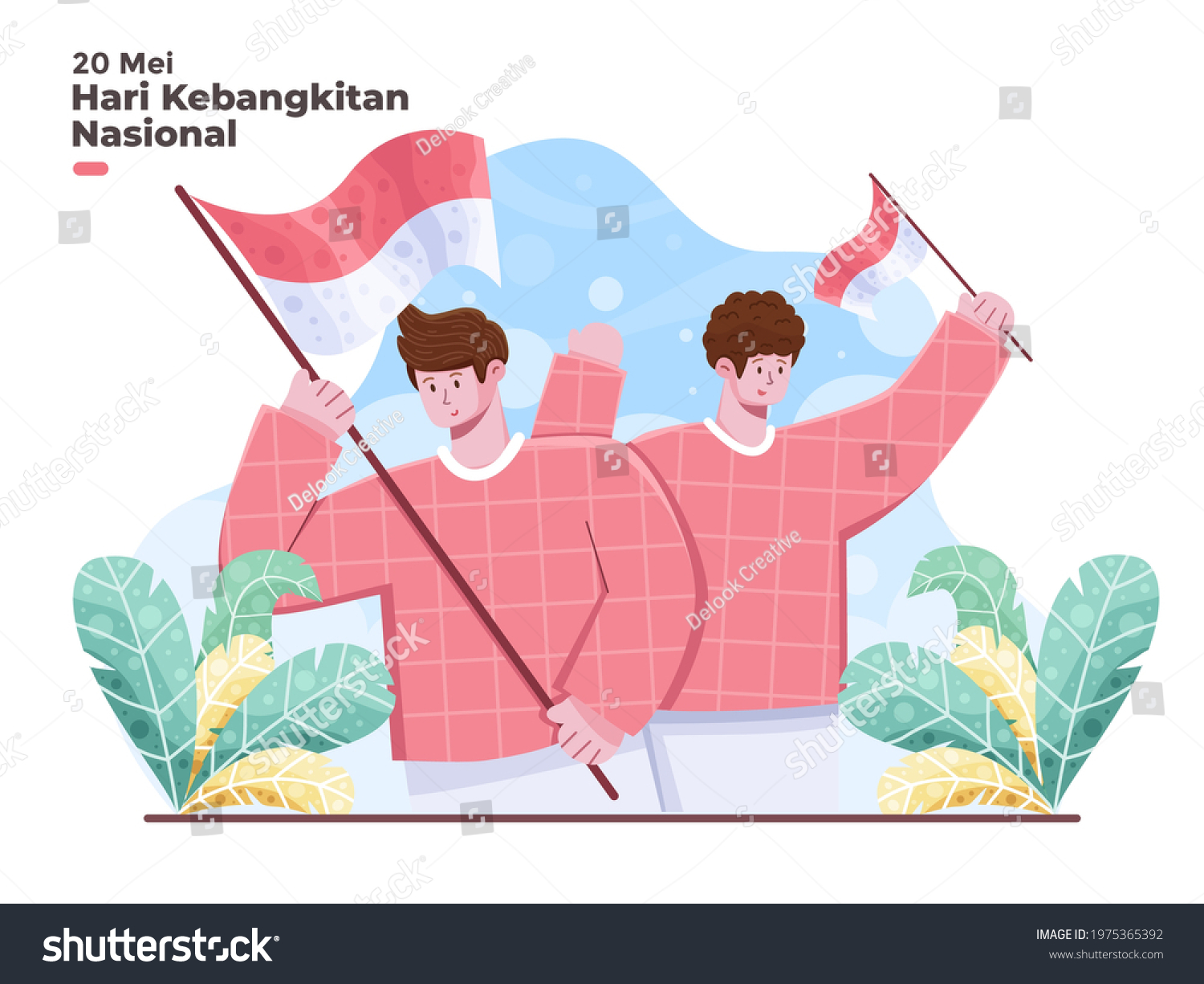 SVG of Indonesian National Awakening Day at 20 May illustration with people holding Indonesia national flag. 10 Mei Memperingati hari kebangkitan nasional indonesia. Suitable for banner, poster, greeting svg