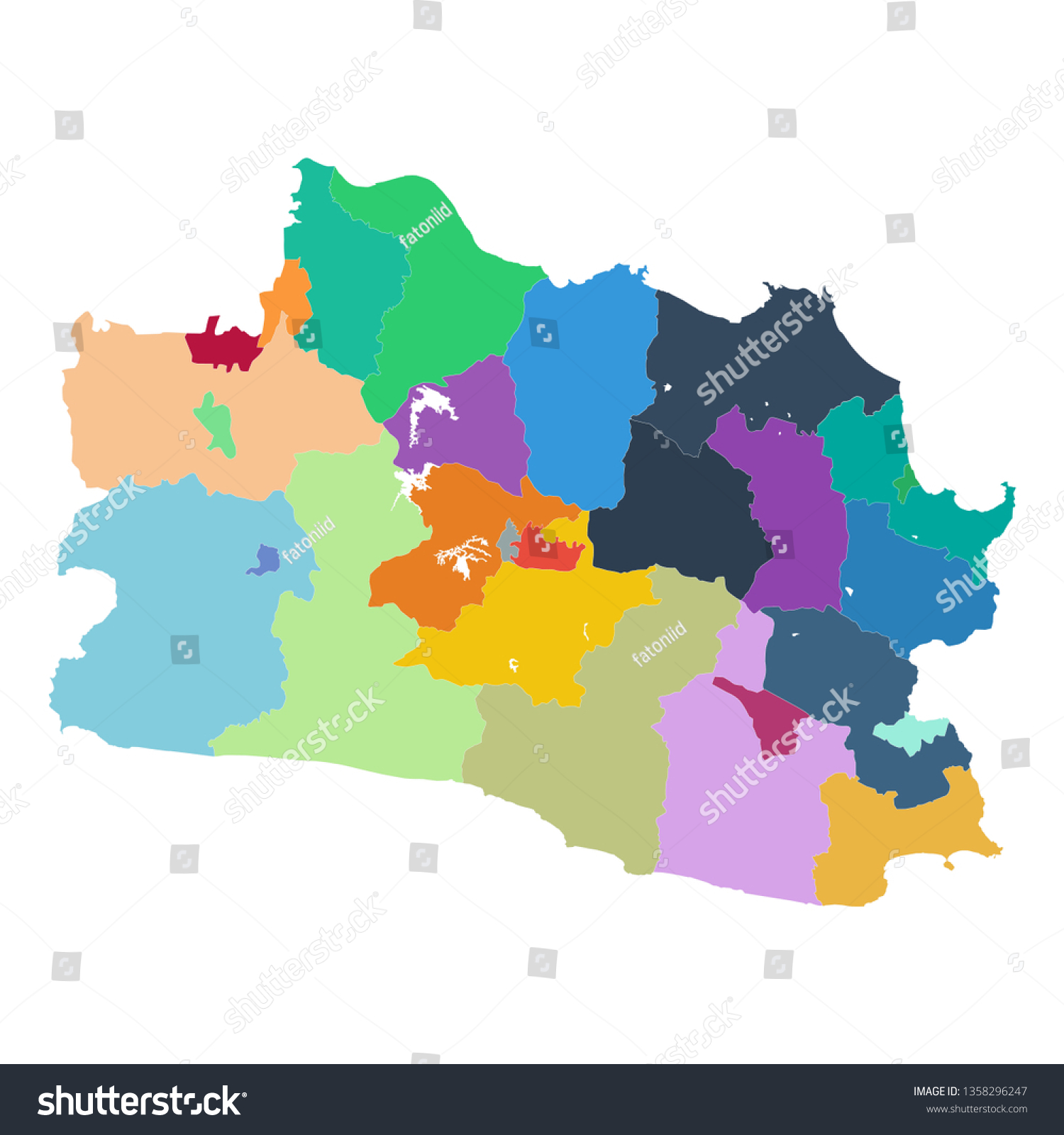 Indonesian Province Jawa Barat Map Vector เวกเตอร์สต็อก ปลอดค่า