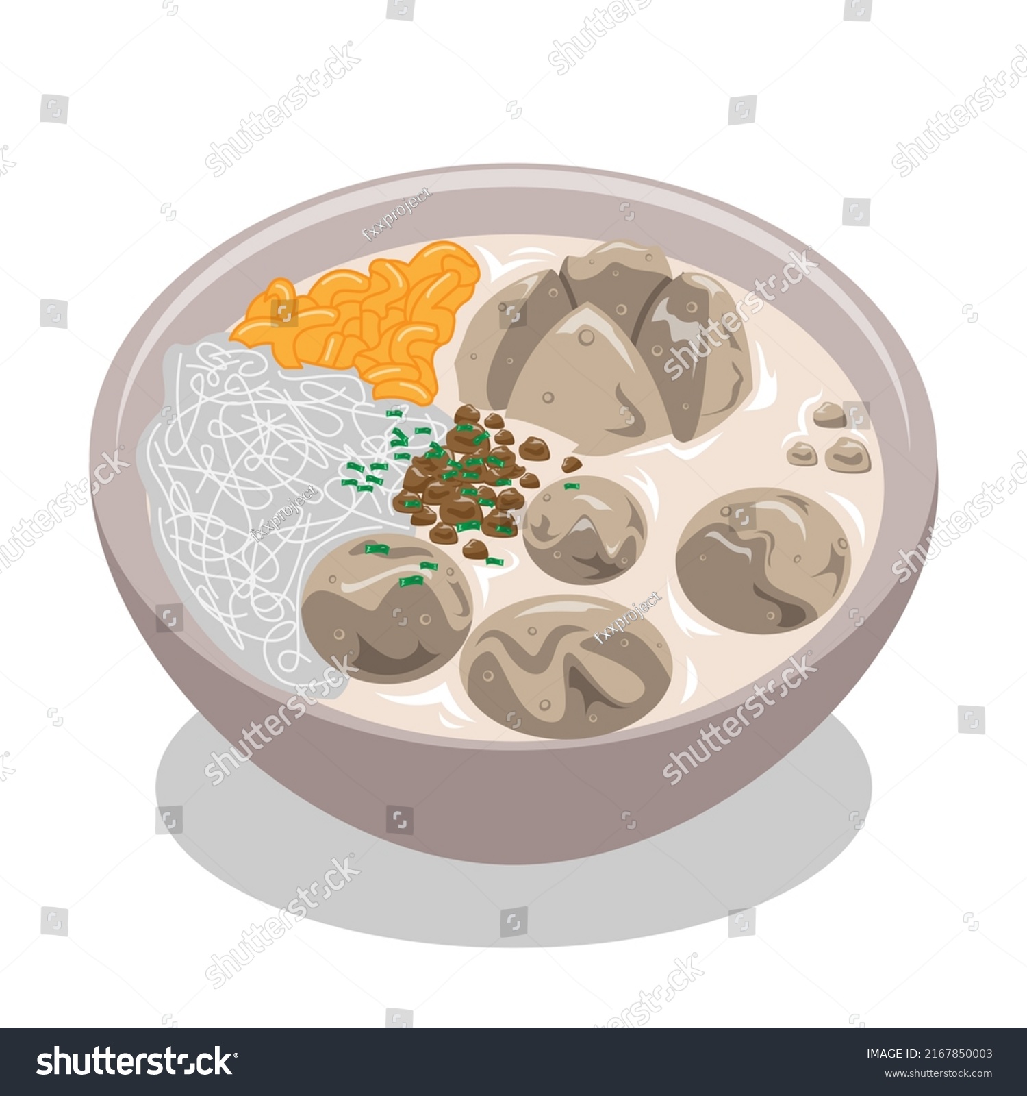 Indonesian Traditional Food Meatball Illustration Vector Stock Vector