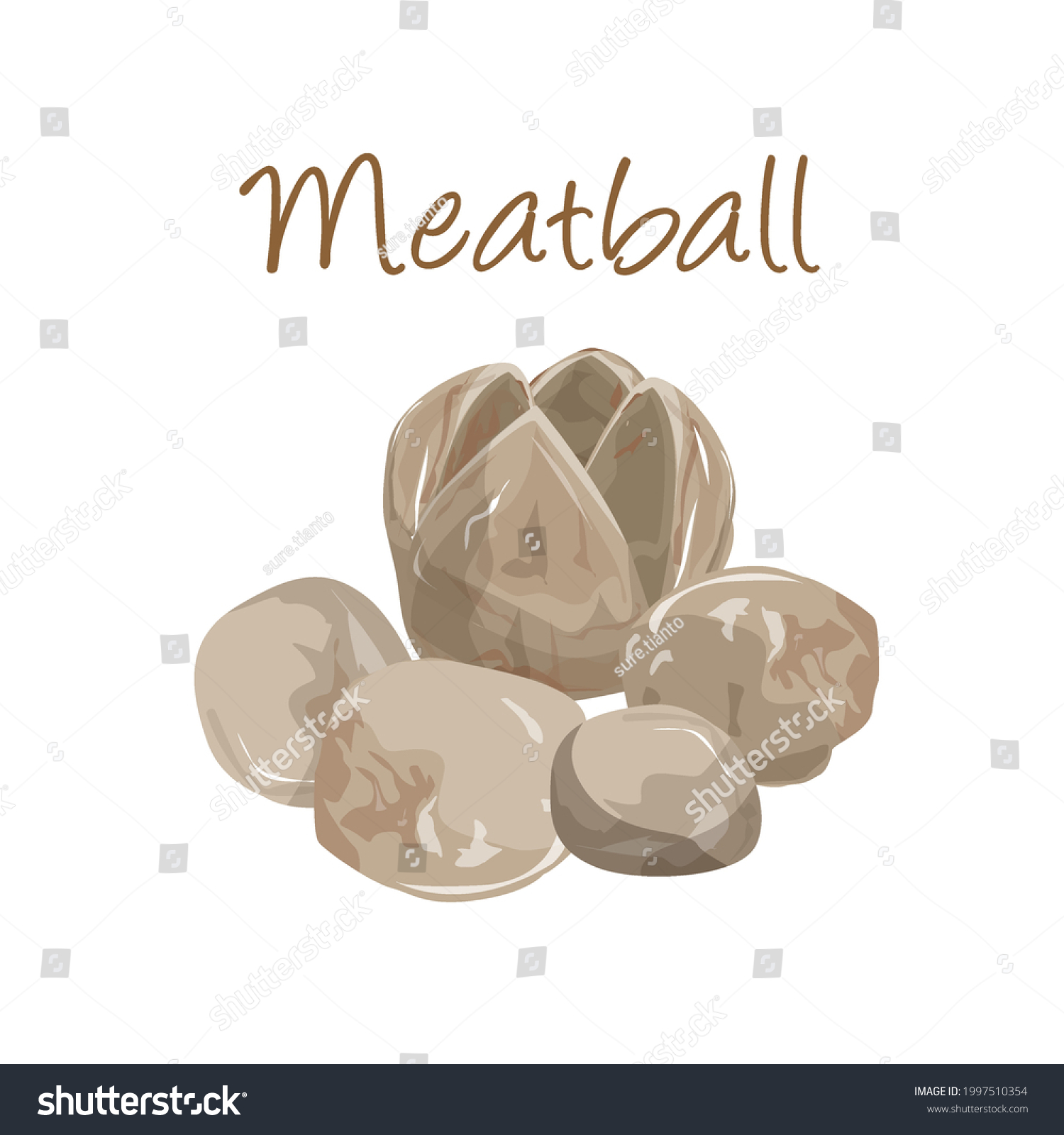 Indonesian Traditional Food Meatball Illustration Vector Stock Vector