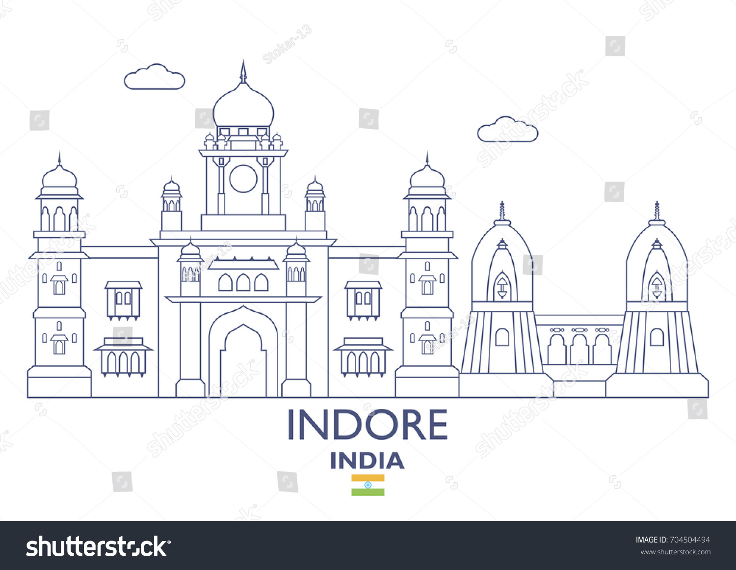 Indore Linear City Skyline India Stock Vector (Royalty Free) 704504494