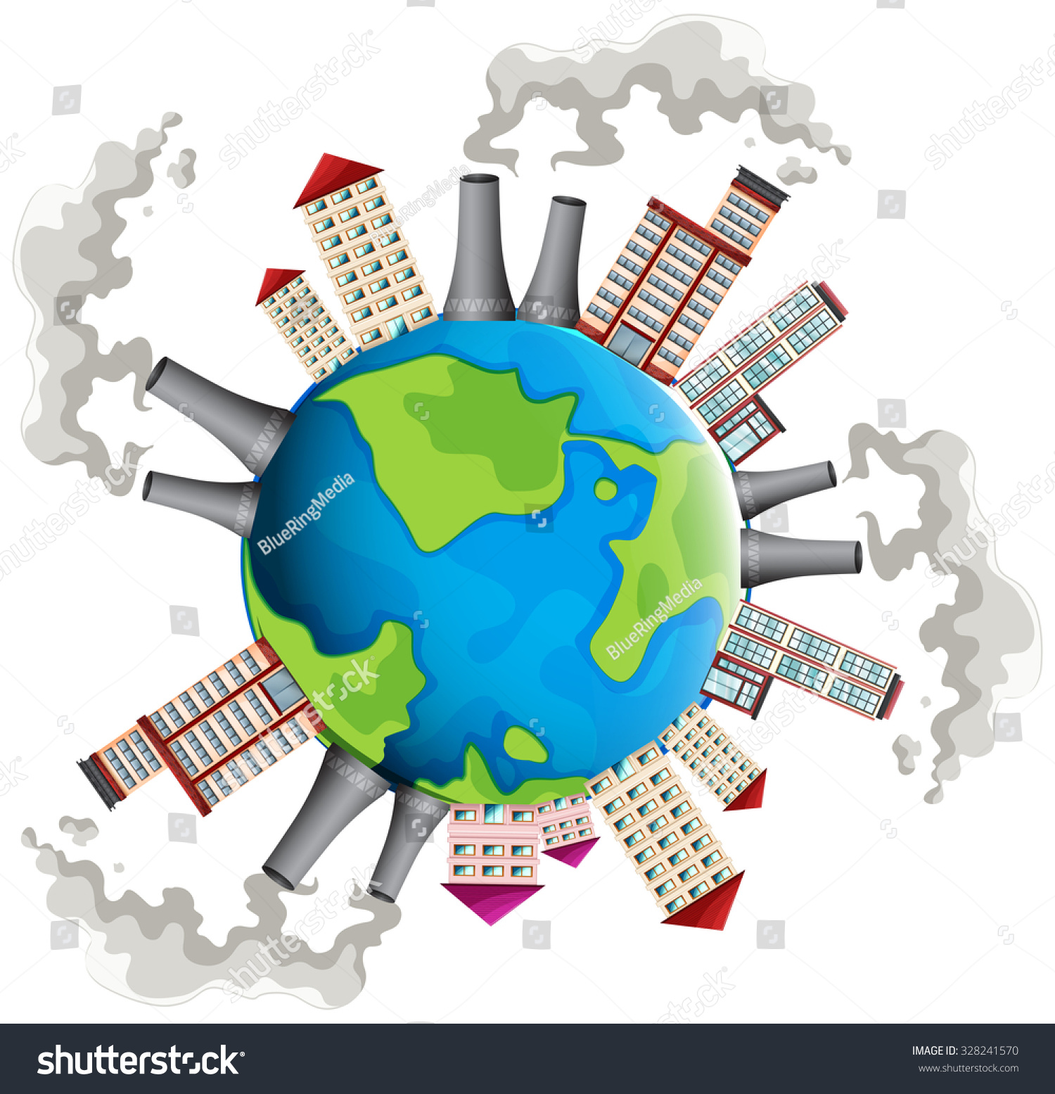 Industrial Areas All Over World Illustration Stock Vector Royalty Free