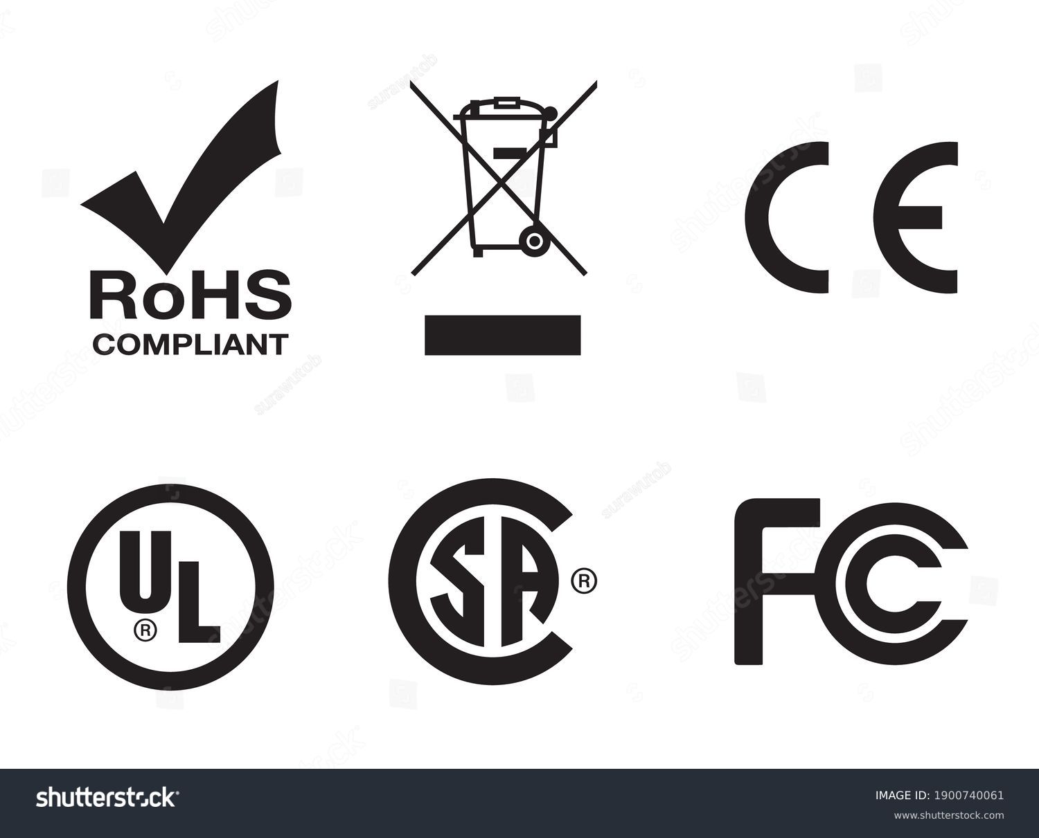 85 Rohs Logo Gambar Foto Stok Vektor Shutterstock   Stock Vector Industrial Certificate Standard Safety Logo Rohs Bin Ce Ul Csa For Design 1900740061 