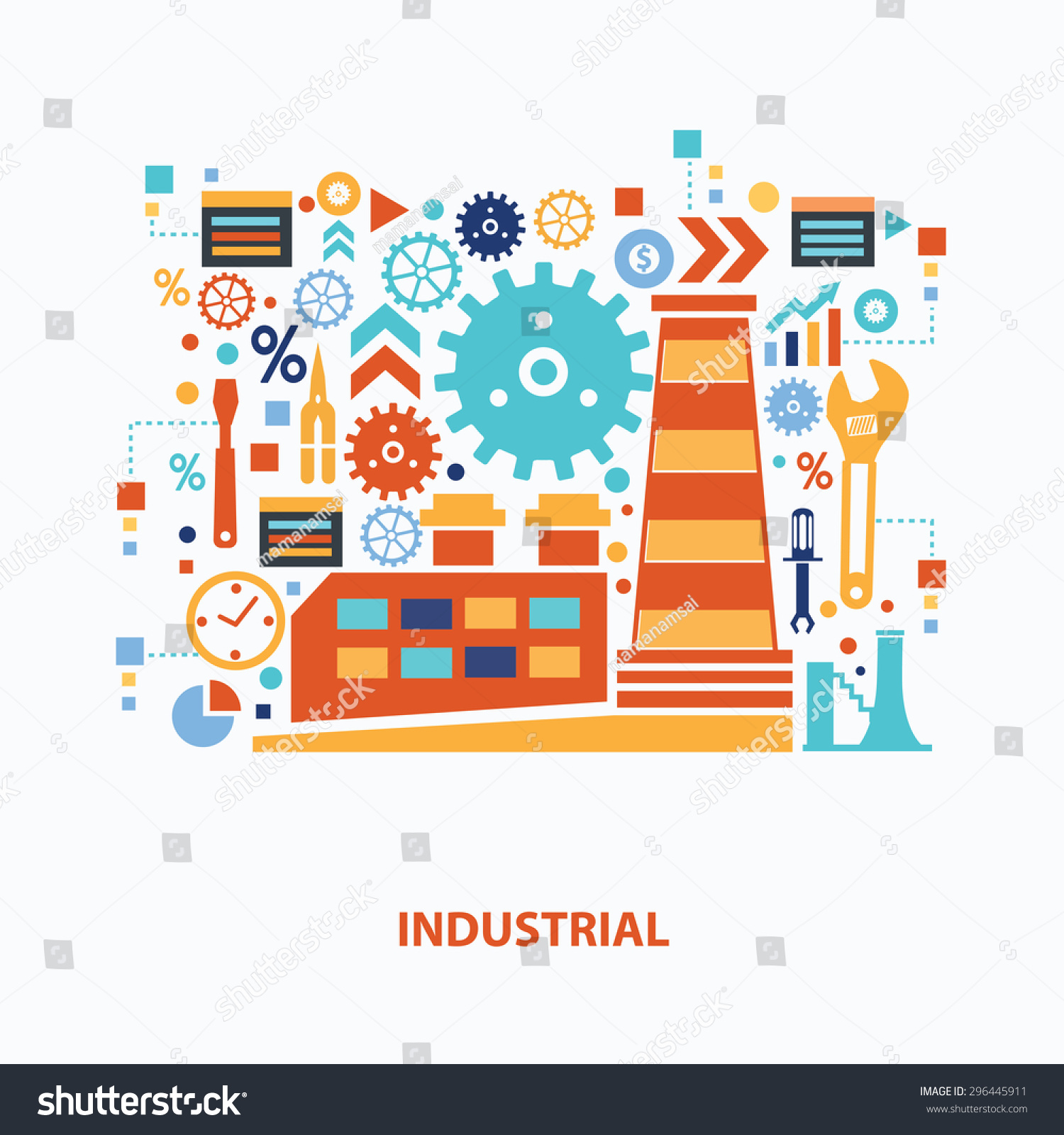 Industrial Concept Design On White Background,Clean Vector 296445911