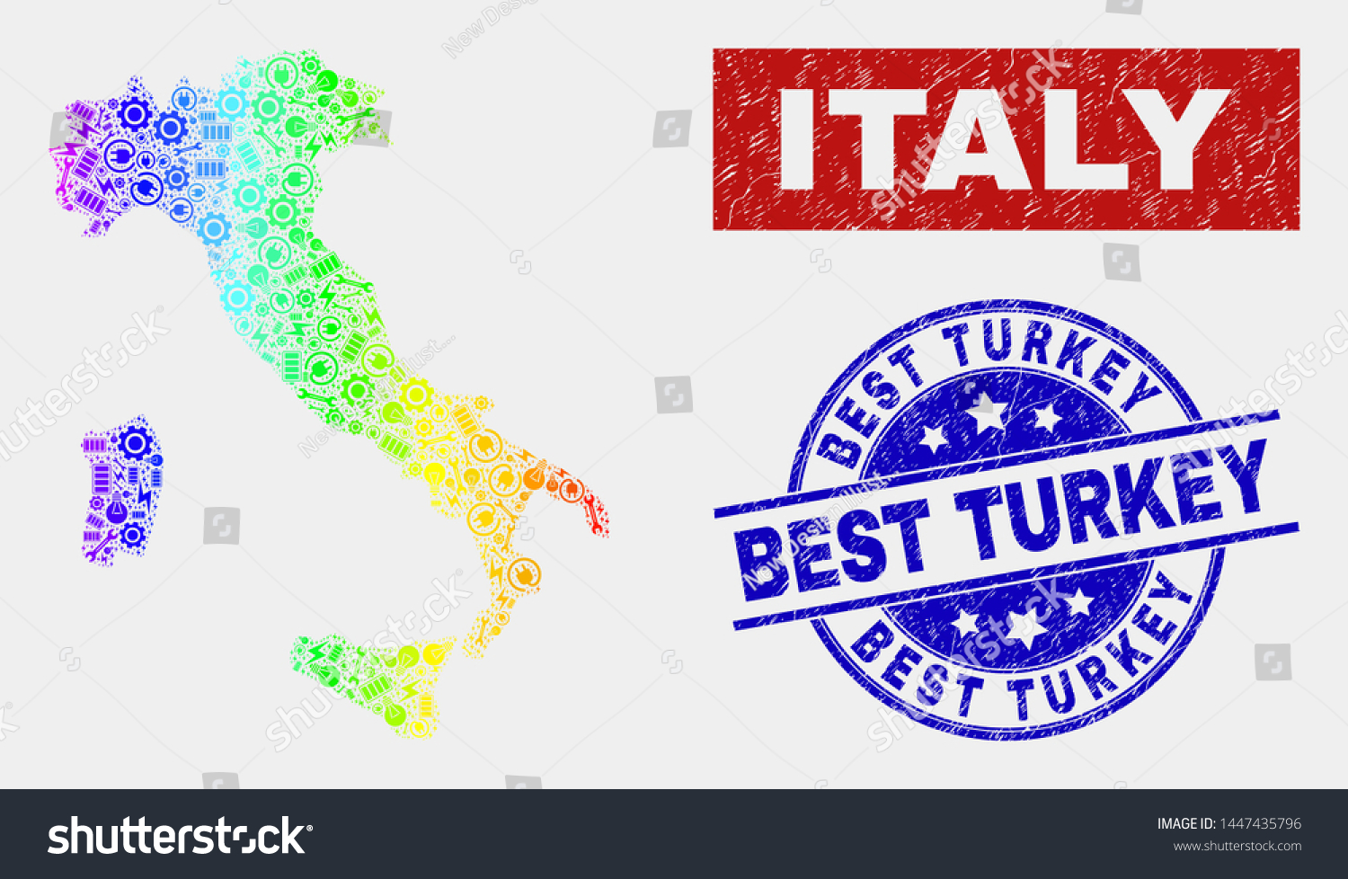 Turkey And Italy Map Industrial Italy Map Blue Best Turkey Stock Vector (Royalty Free)  1447435796 | Shutterstock