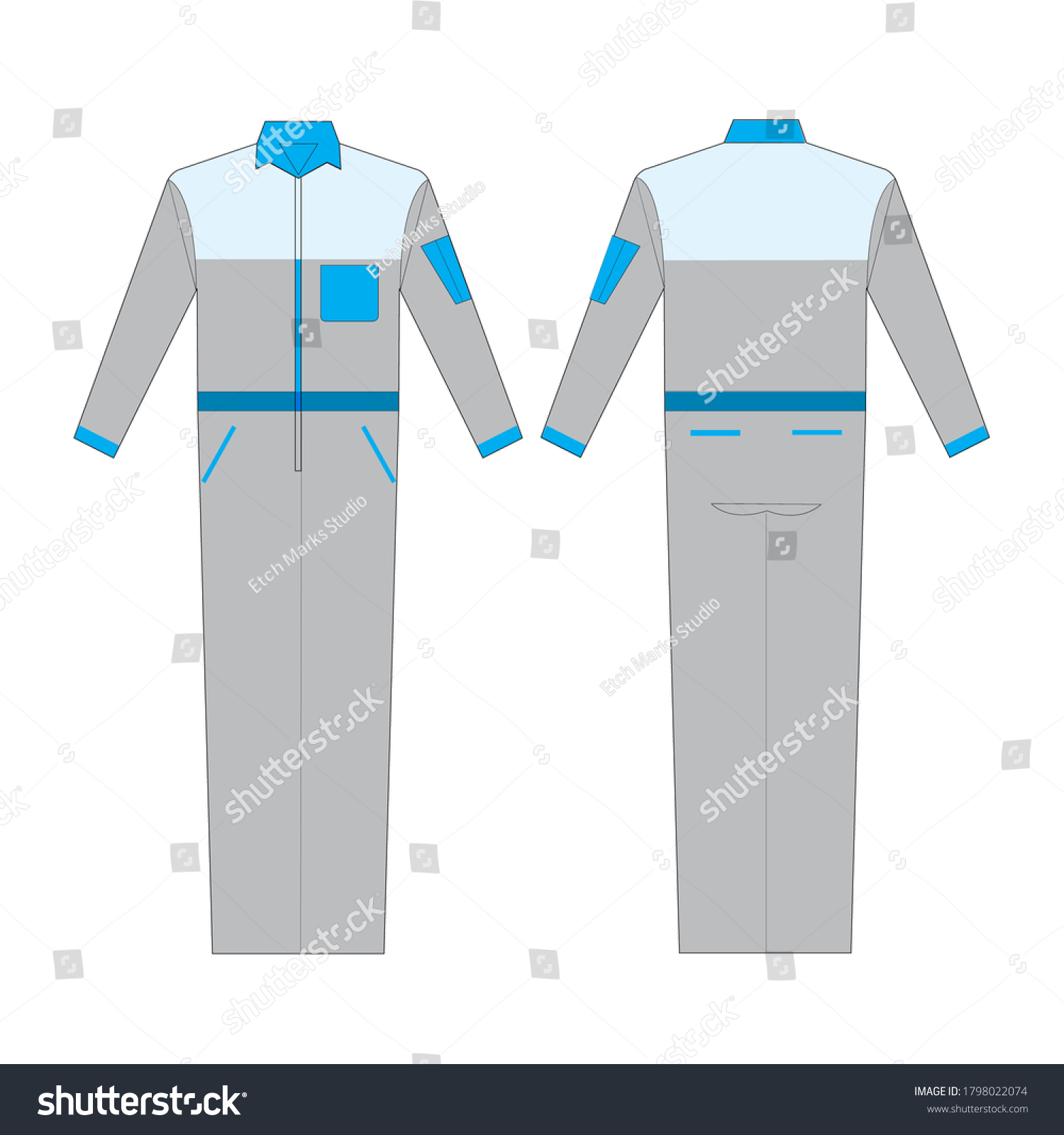 Download Industrial Overhaul Uniform Mockup Isolated Vector Stock Vector Royalty Free 1798022074