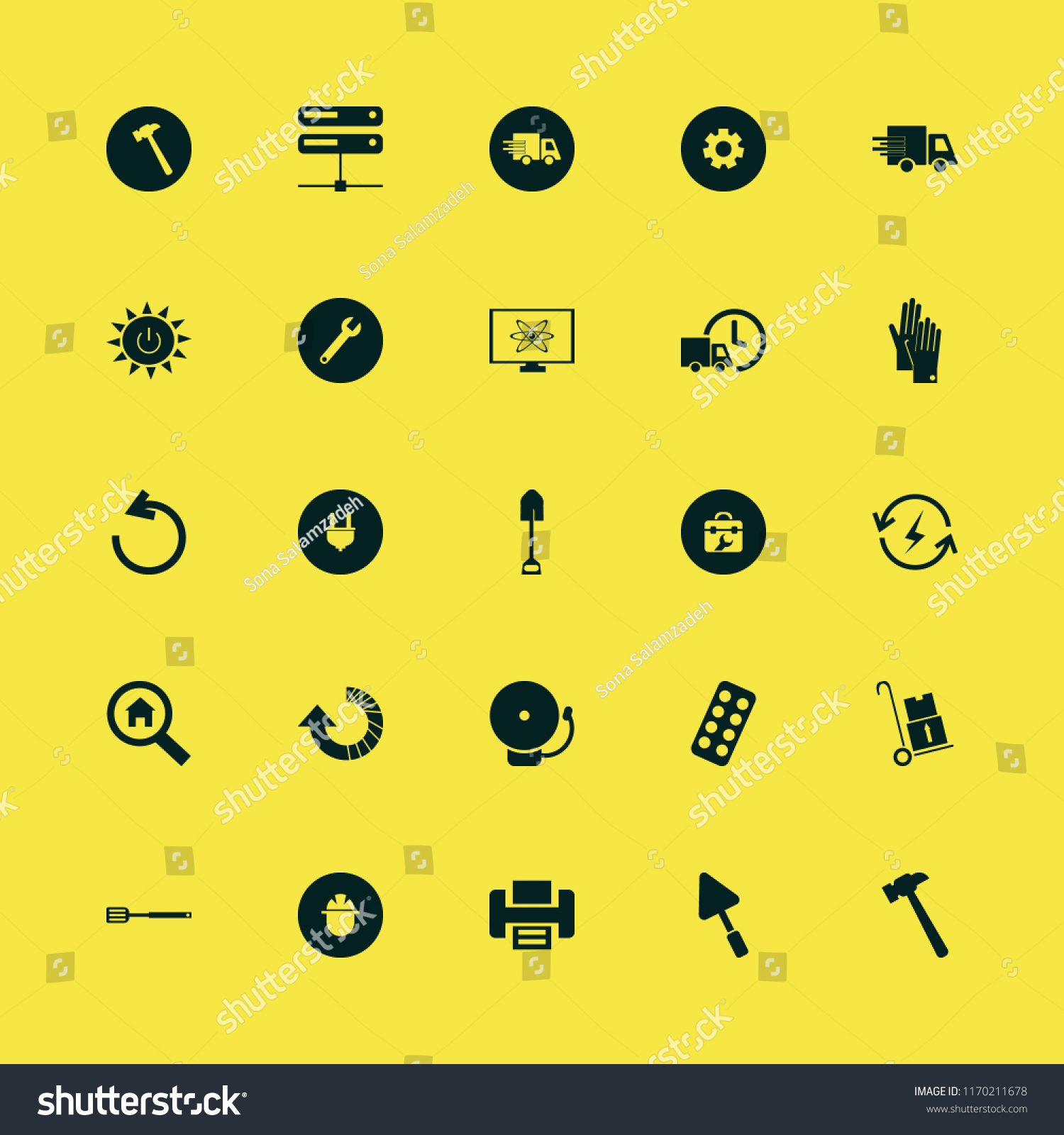 Industry Vector Icons Set Toolbox Handcart Stock Vector Royalty Free