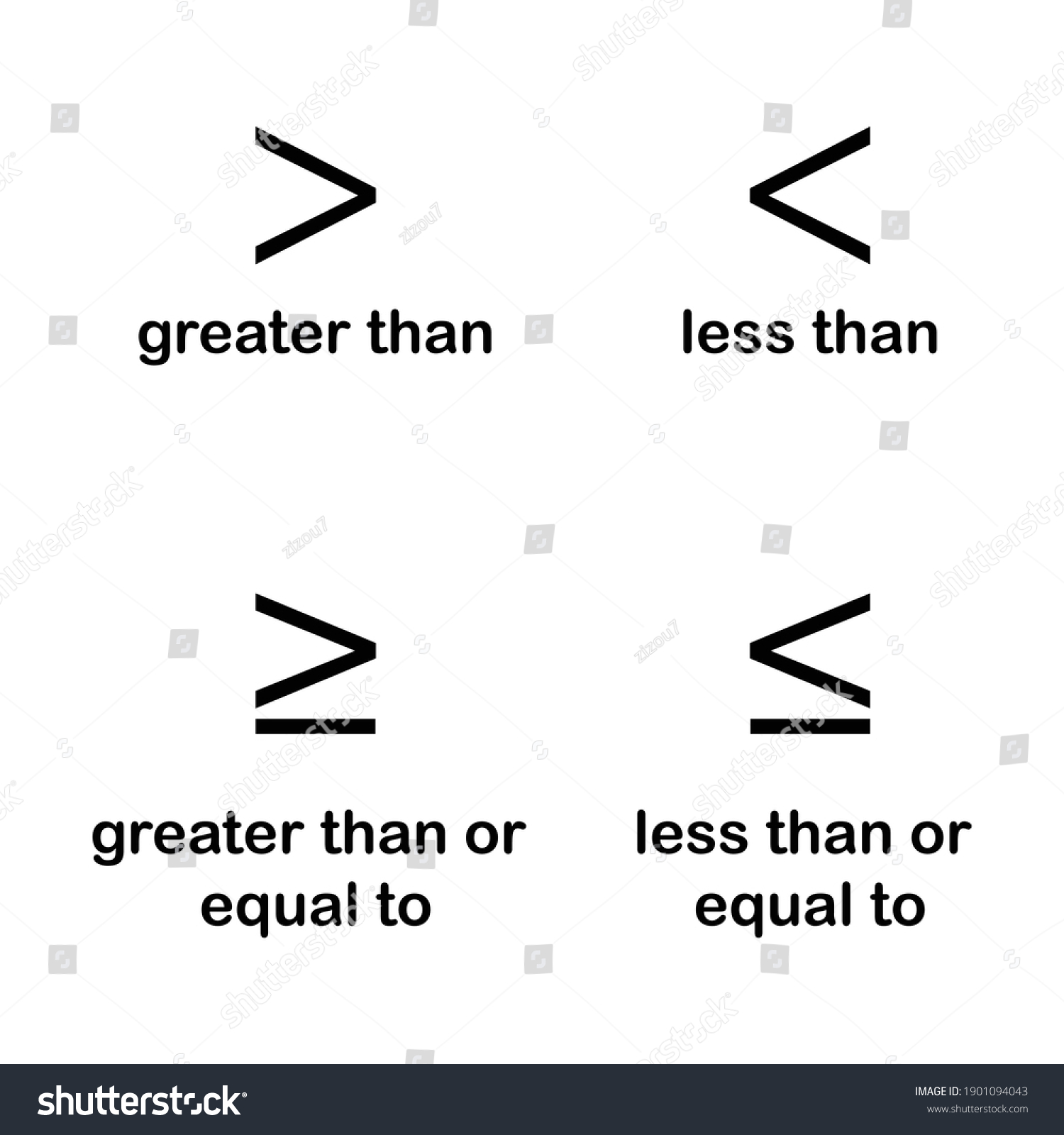Inequality Symbols Algebra Math Symbols: Vetor Stock (livre De Direitos ...
