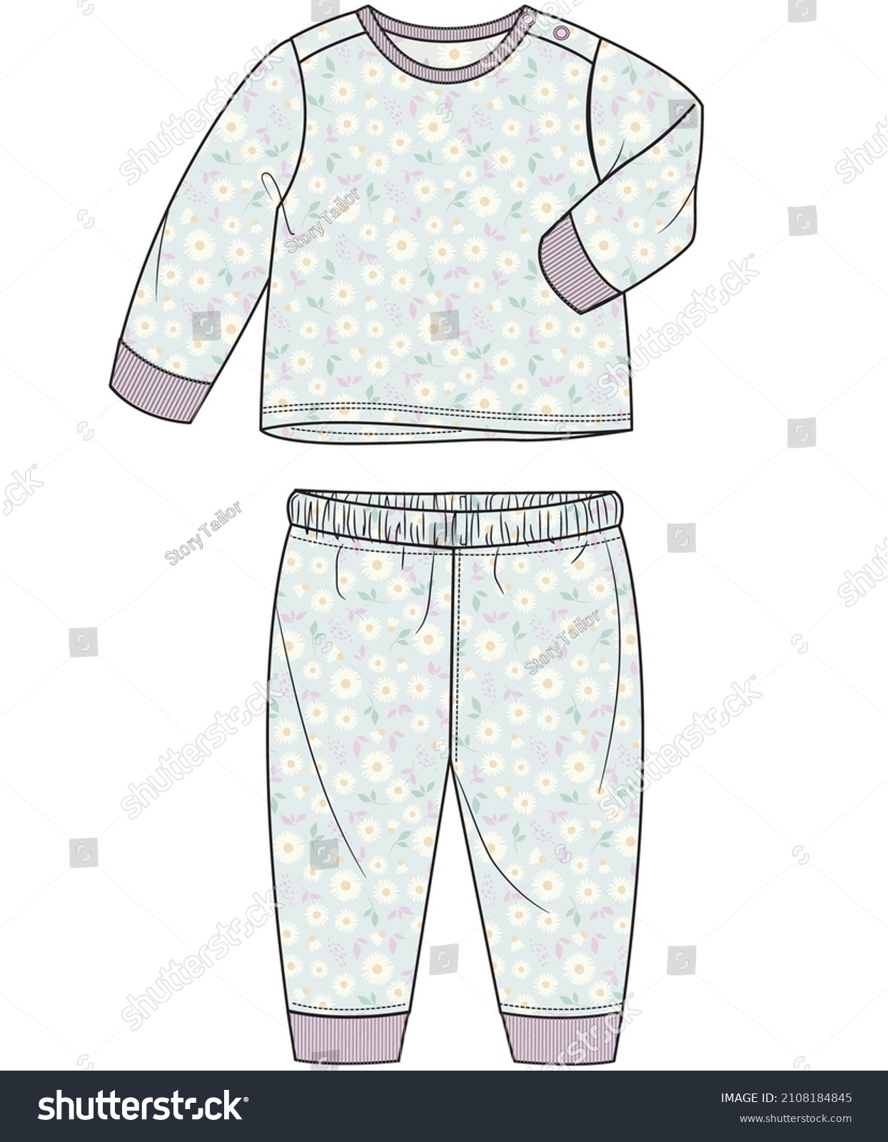 Infant Moon Star Pyjama Set Stock Vector (Royalty Free) 2108184845 ...