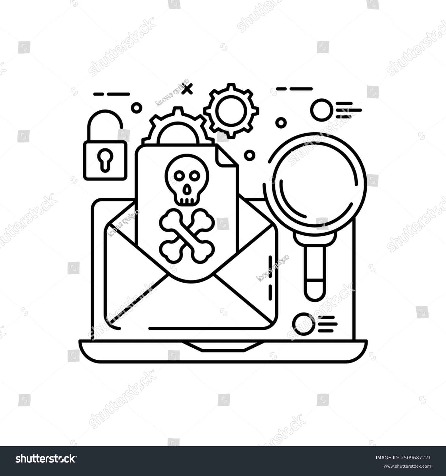 black and white cyber security concept clip art preview