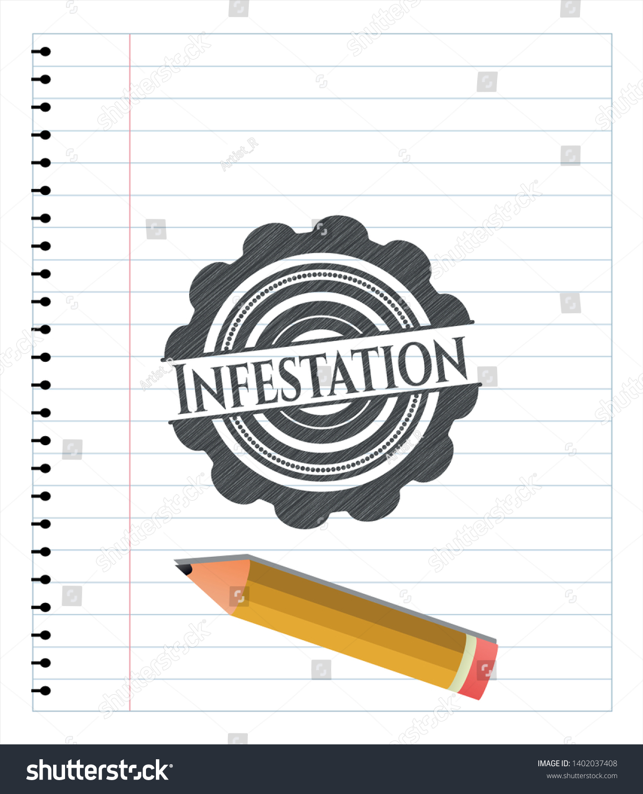 Infestation Pencil Effect Vector Illustration Detailed Stock Vector ...