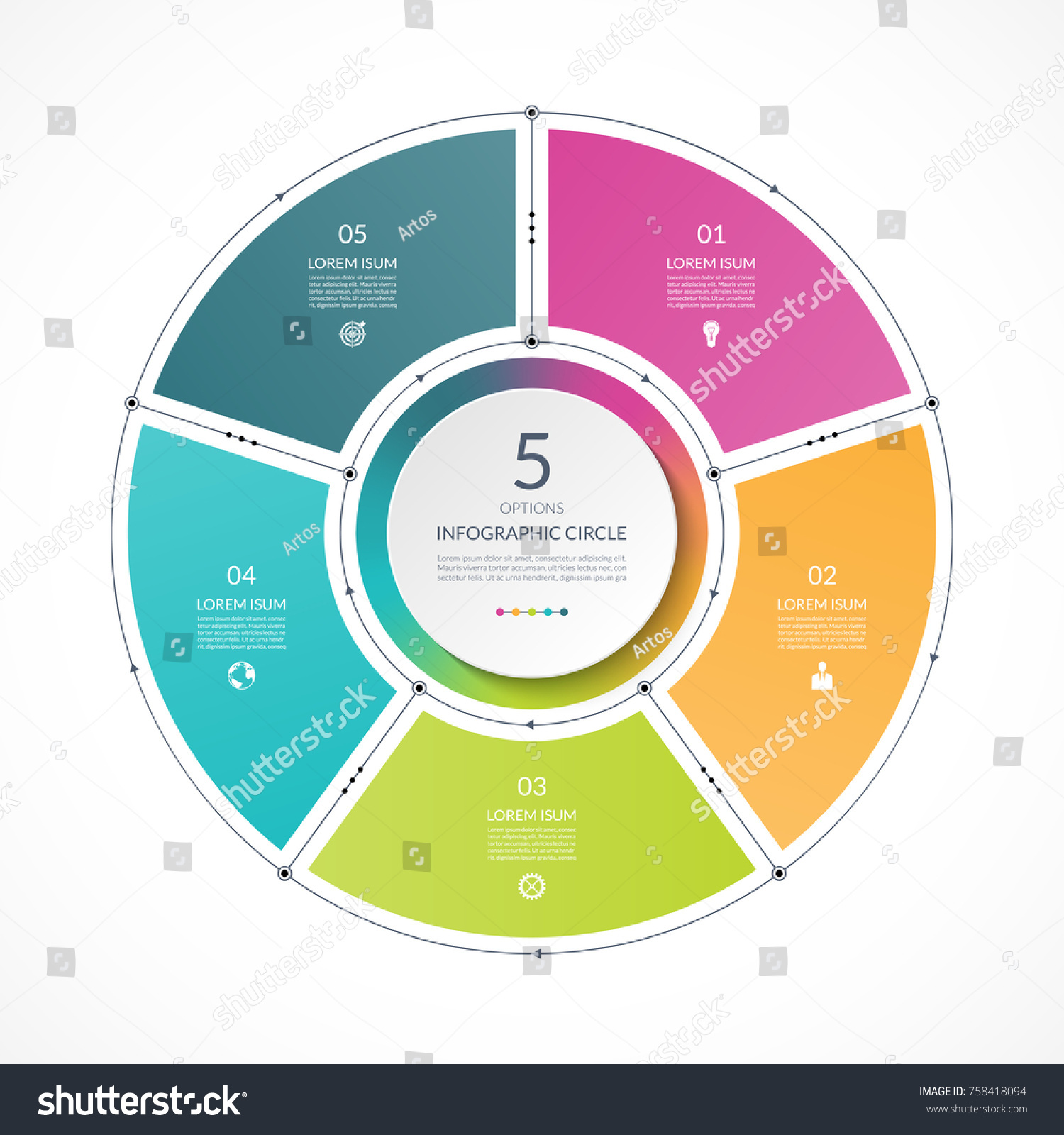 Infographic Circle Thin Line Flat Style Stock Vector (Royalty Free ...