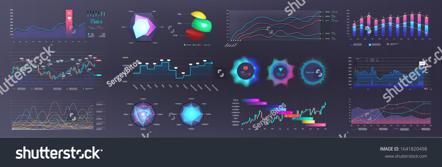 Infographic Dashboard Template Charts Diagrams Elements Vetor Stock Livre De Direitos 0464