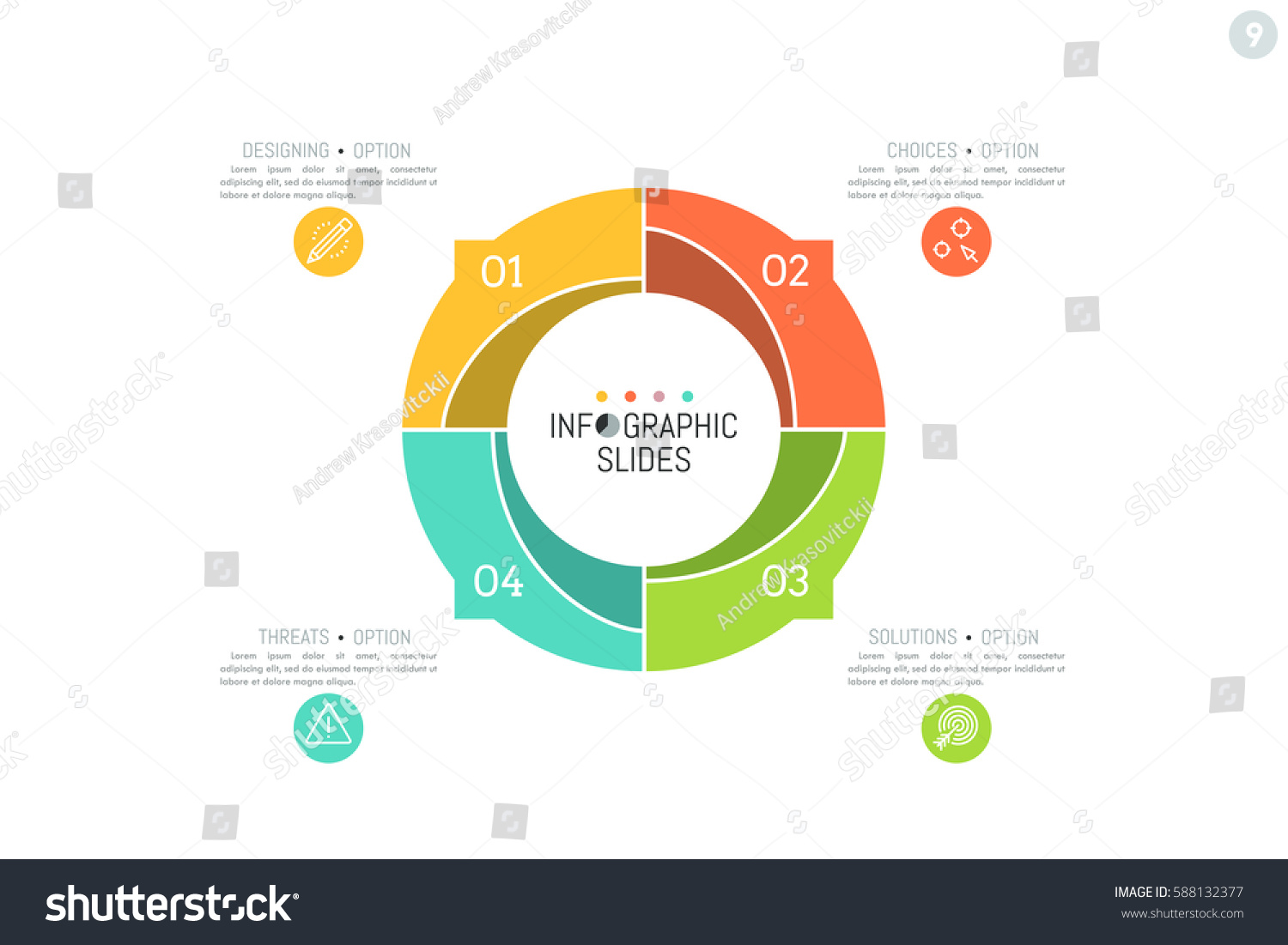 Infographic Design Layout Round Diagram Divided Stock
