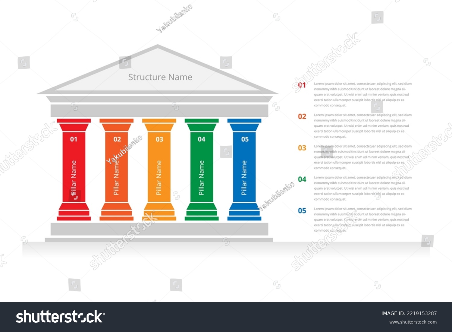 SVG of Infographic element in the form of a Greek temple with columns. svg