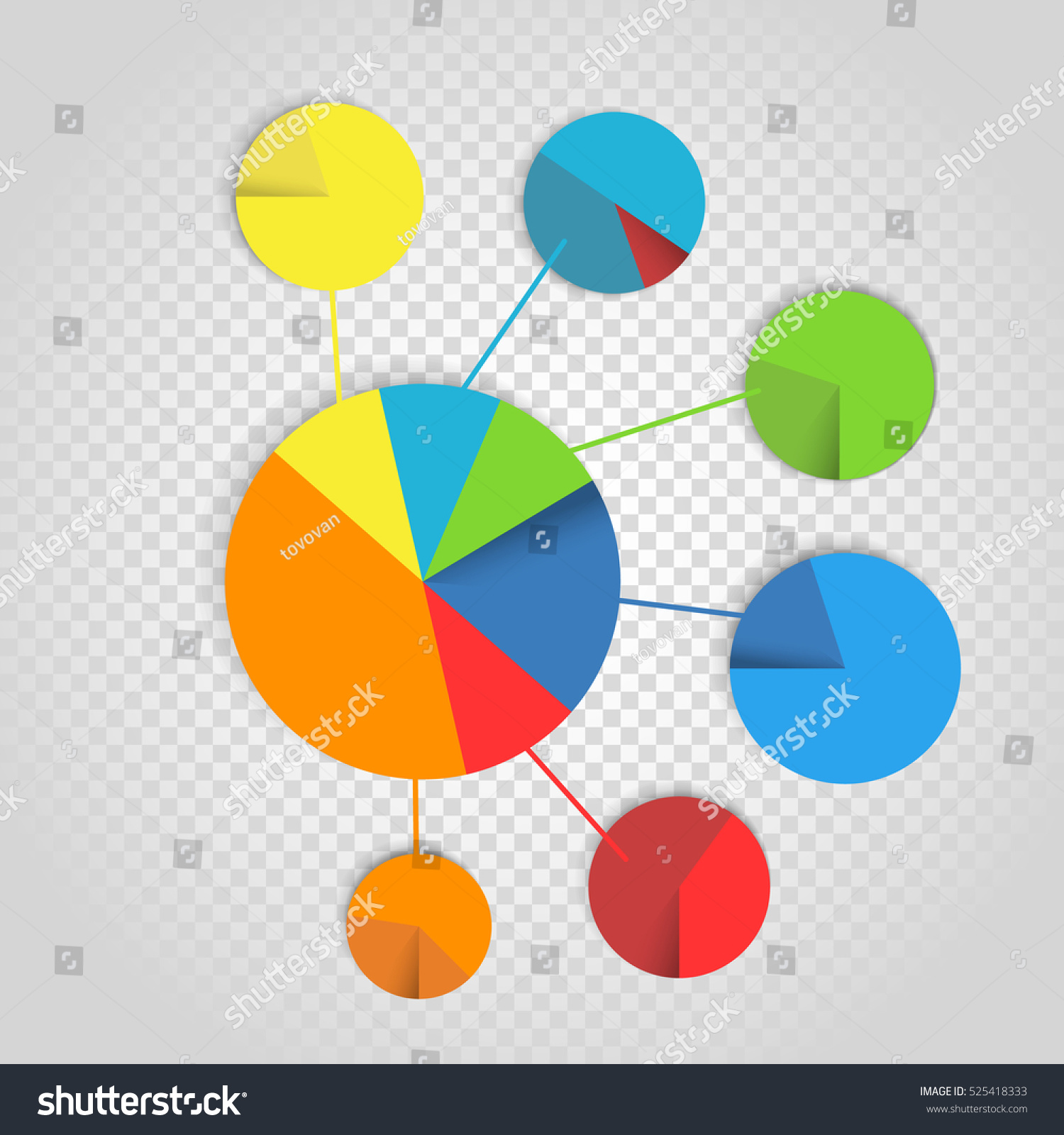 Infographic Elements Collection. Color Pie-Chart Diagram Collection On ...