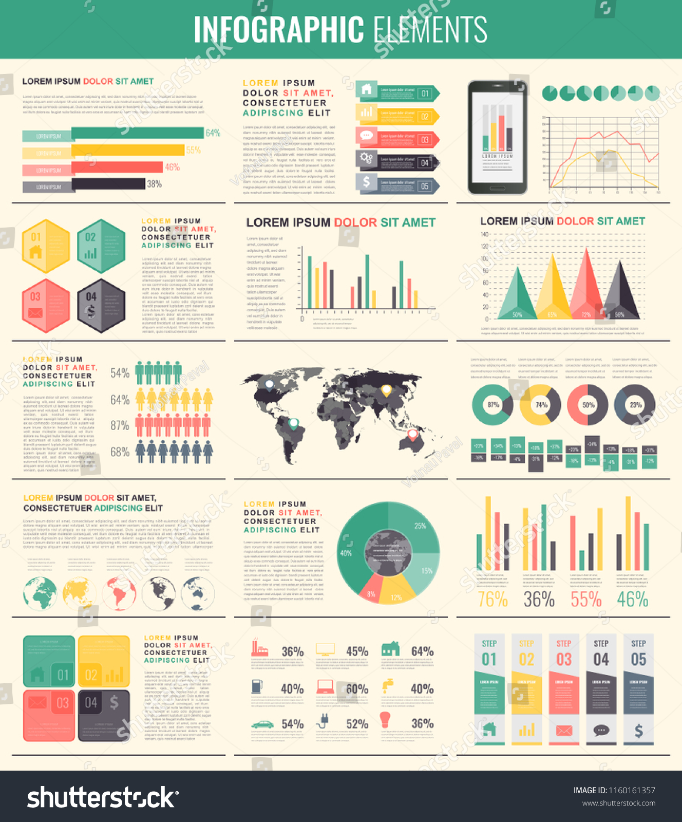 Infographic Elements World Map Charts Vector Stock Vector (Royalty Free ...