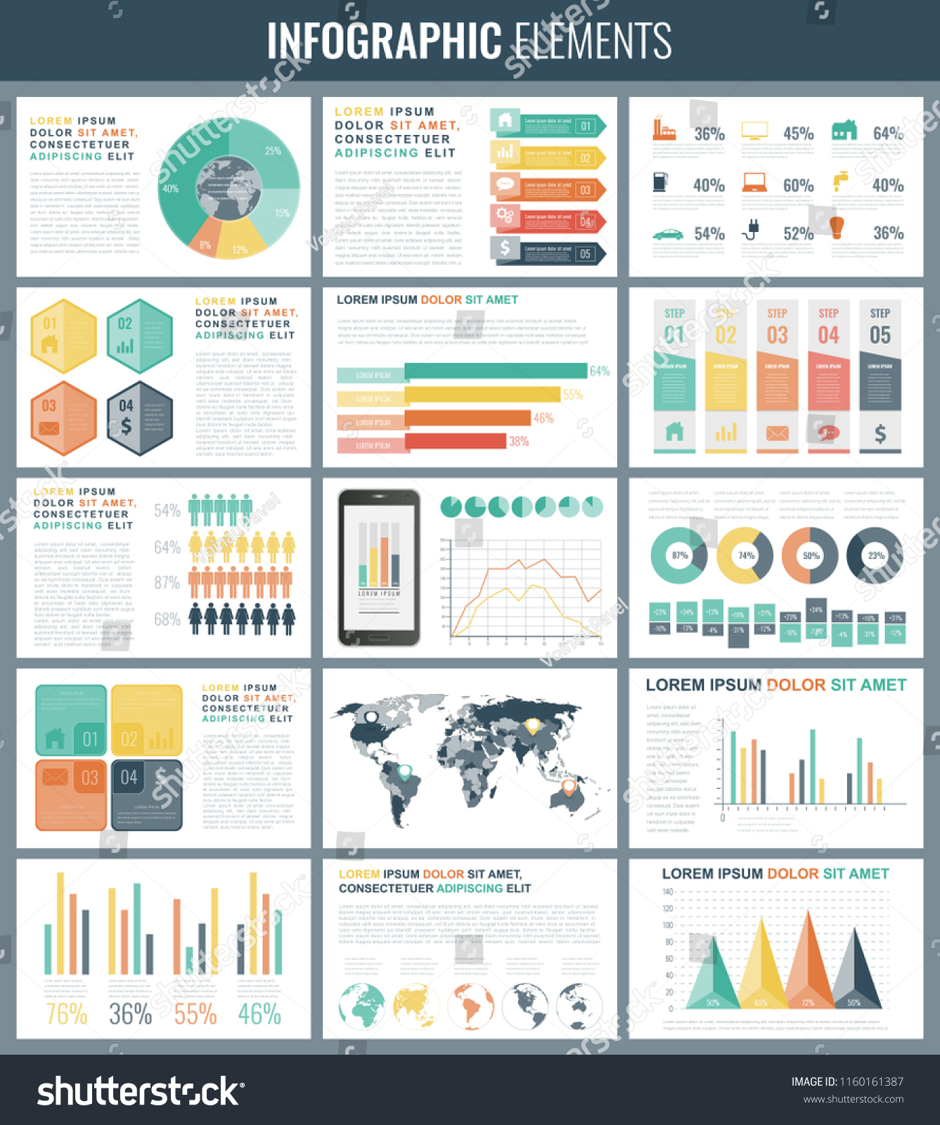 Infographic Elements World Map Charts Vector Stock Vector (royalty Free 