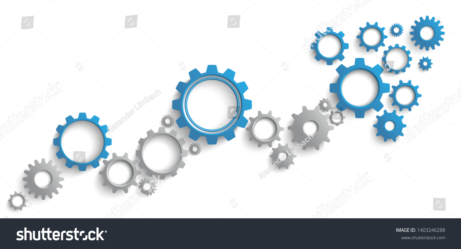 Infographic Header Gray Blue Gears On Stock Vector (Royalty Free ...