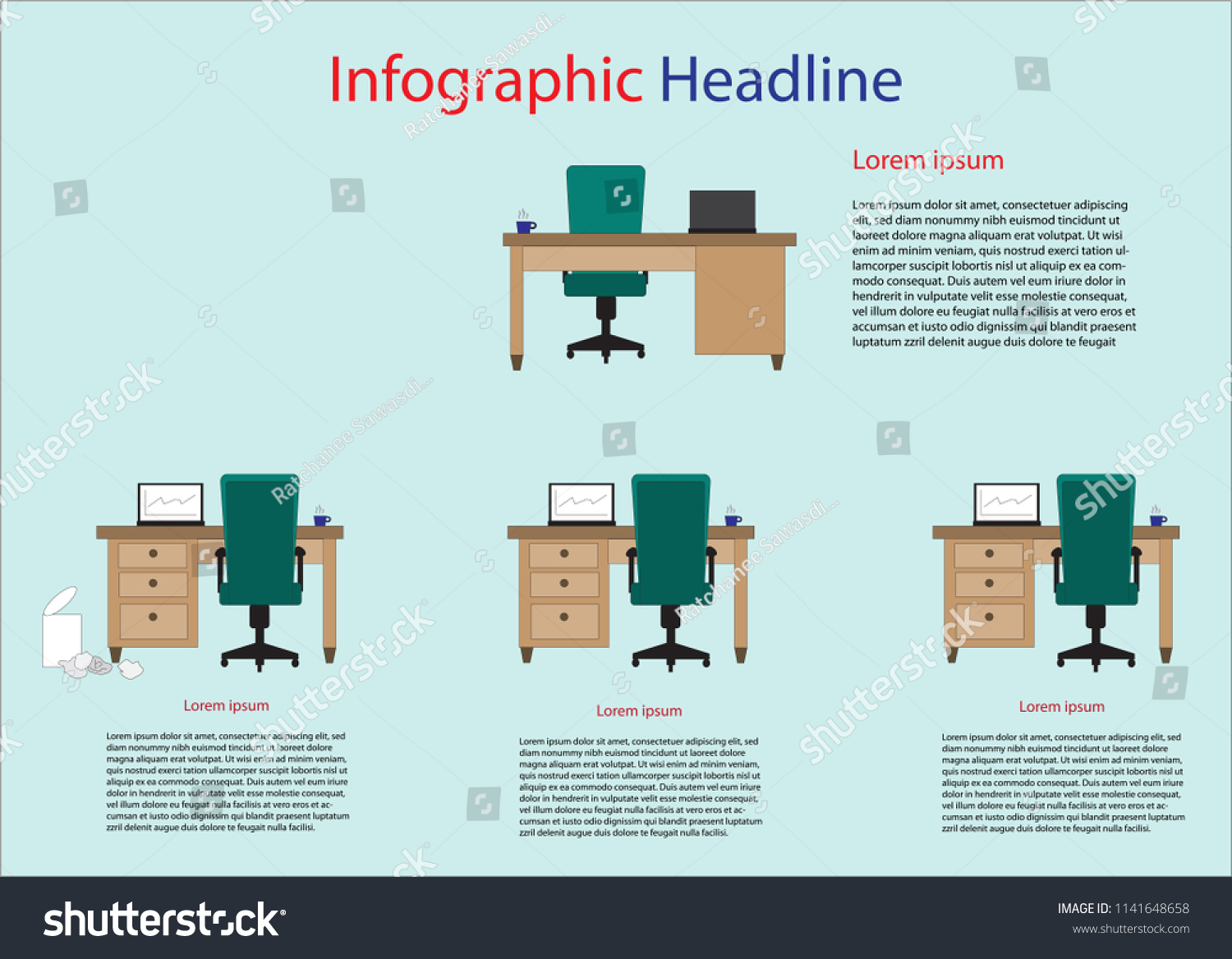 Infographic Image Show Desk Position Office Stock Vector Royalty