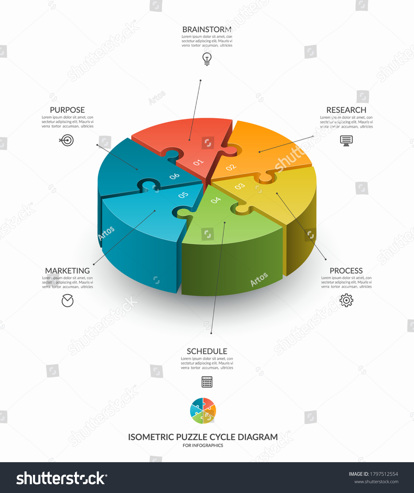 Infographic Isometric Puzzle Circular Template Cycle Stock Vector Royalty Free 1797512554 0971