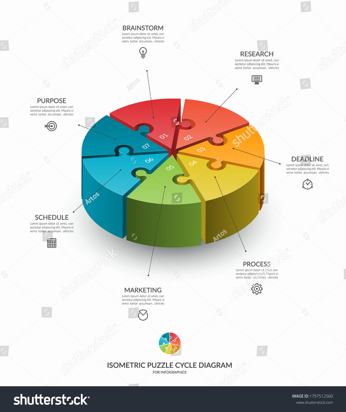 Infographic Isometric Puzzle Circular Template Cycle Stock Vector Royalty Free 1797512560 7626
