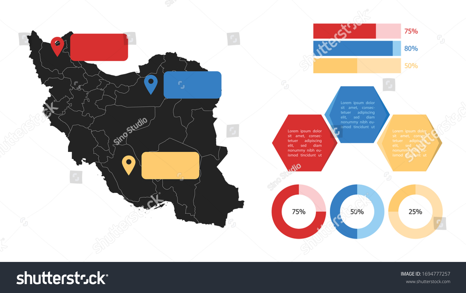 Infographic Map Iran Illustration Vector Presentation Stock Vector ...