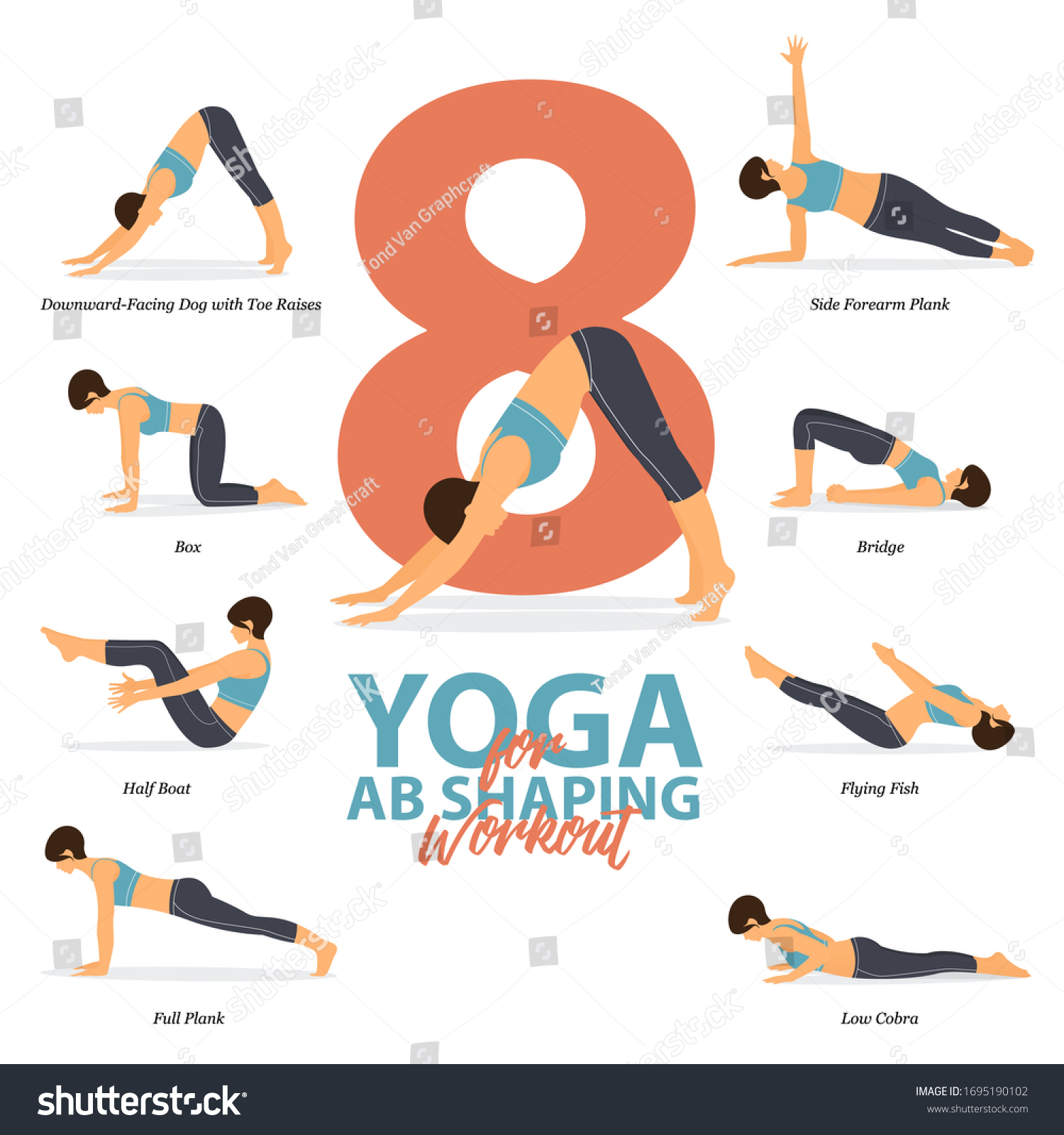 Infographic 8 Yoga Poses Ab Shaping Stock Vector (Royalty Free) 1695190102