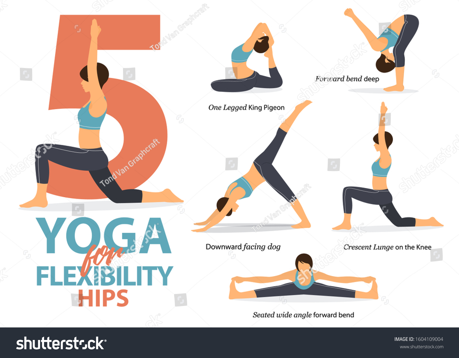 Infographic 5 Yoga Poses Hip Flexibility Stock Vector (royalty Free 