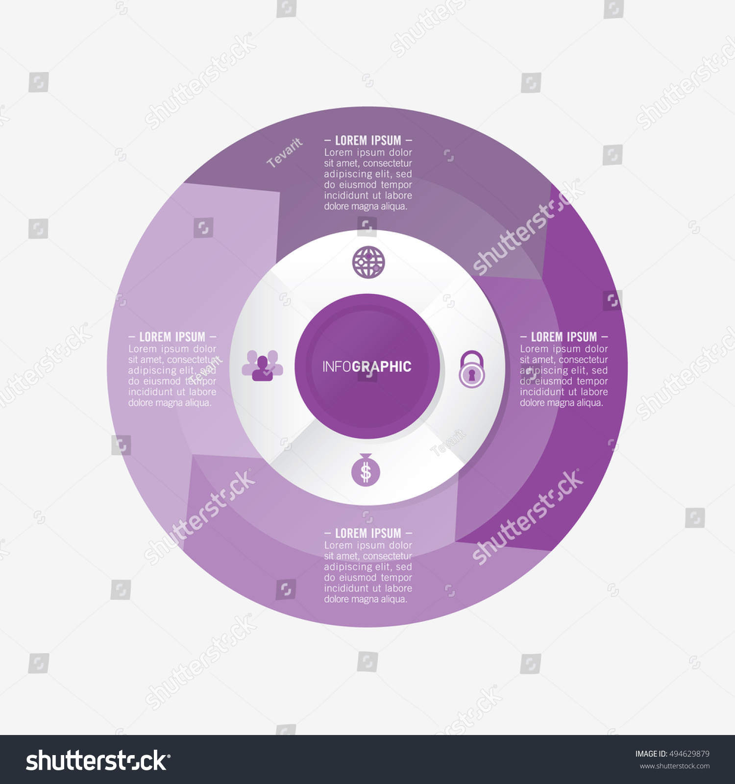 Infographic Template Pie Purple Charts 4 Stock Vector (Royalty Free ...