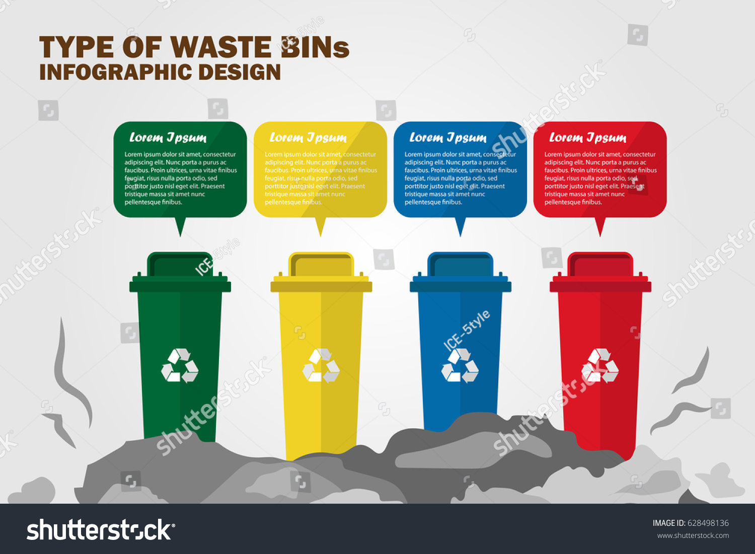 Infographic Waste Management Type Recycle Bin Stock Vector 628498136 ...