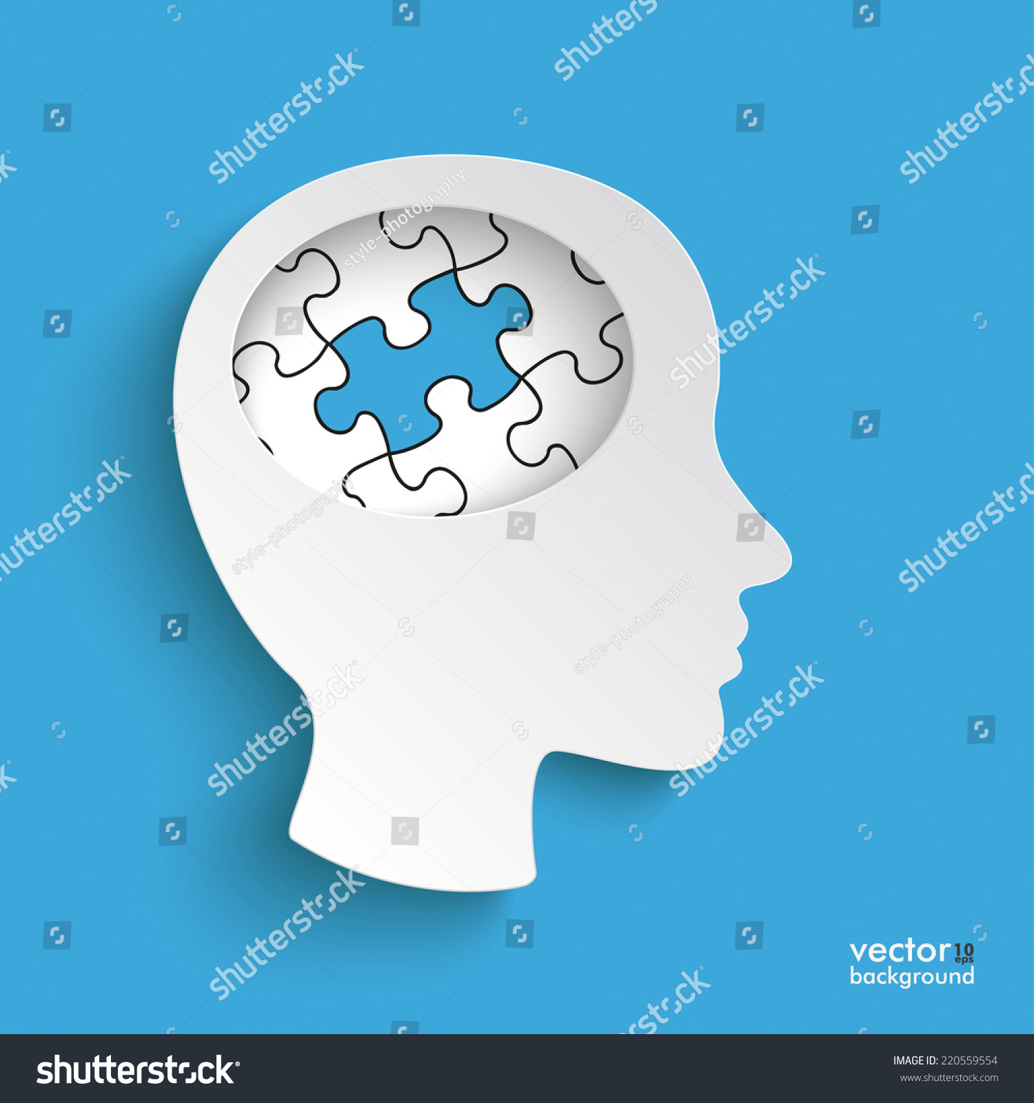 Infographic White Head Puzzle Pieces On Stock Vector Royalty Free 220559554