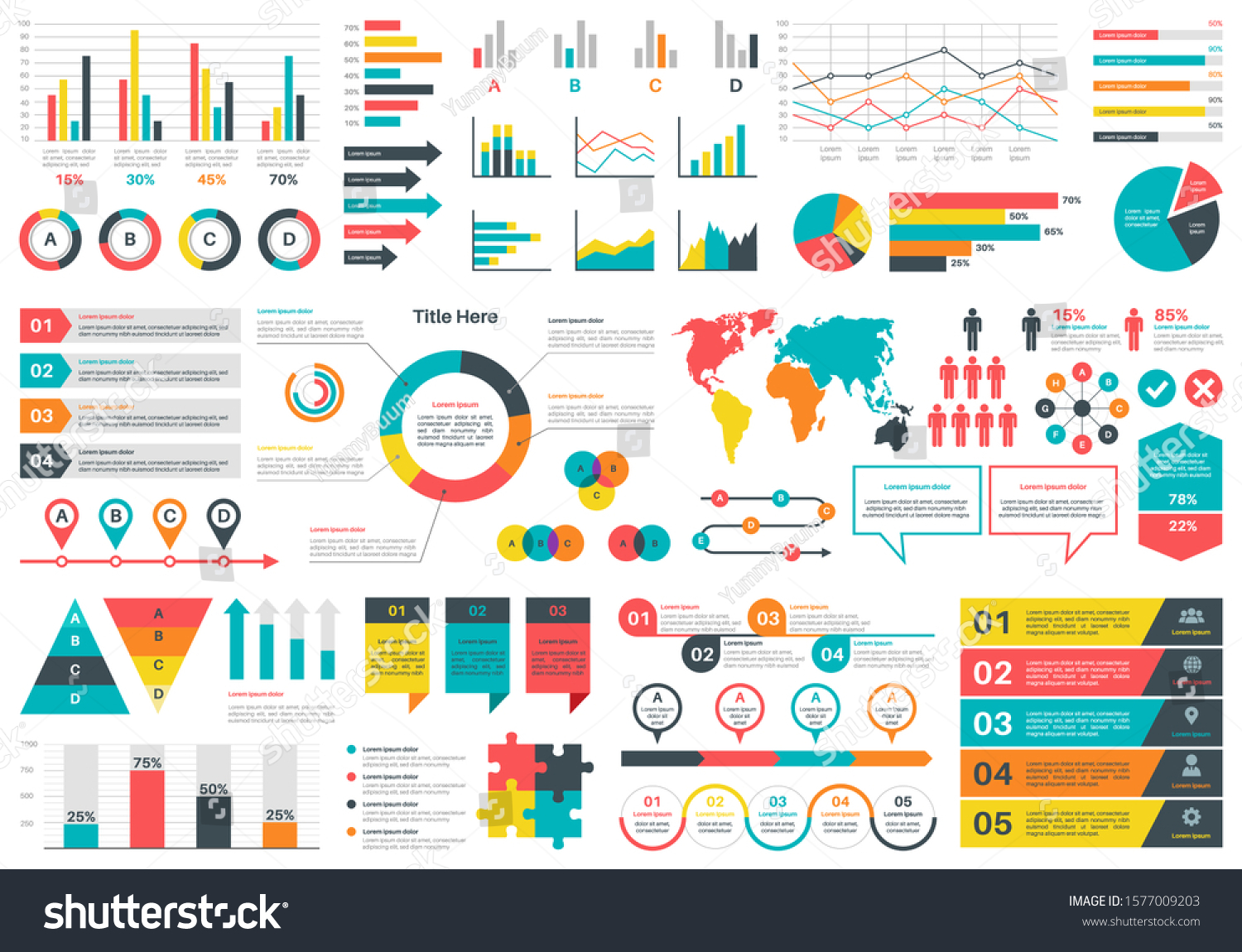 SVG of Infographics charts. Financial analysis data graphs and diagram, marketing statistic workflow modern business presentation elements vector investment progress icon set svg