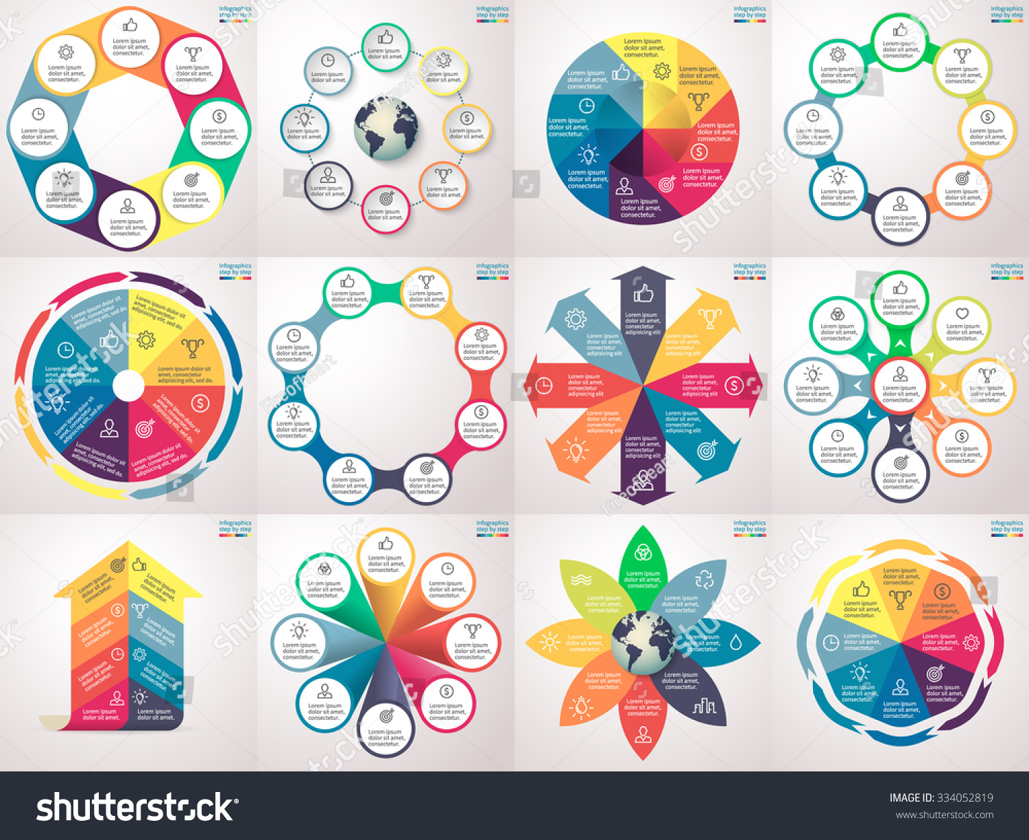 Vektor Stok Infographics Charts Graphs Diagrams 8 Steps Tanpa Royalti 334052819 Shutterstock 4081