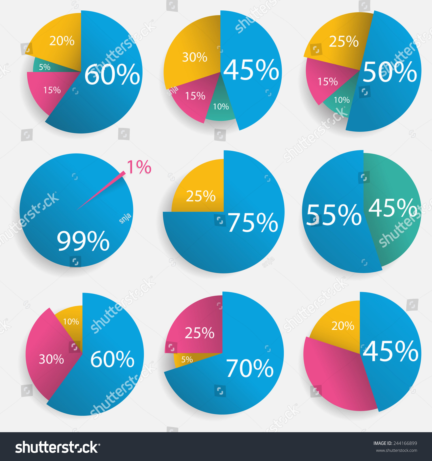 Infographics - Colorful Pie Chart Set - Vector Eps10 - 244166899 ...