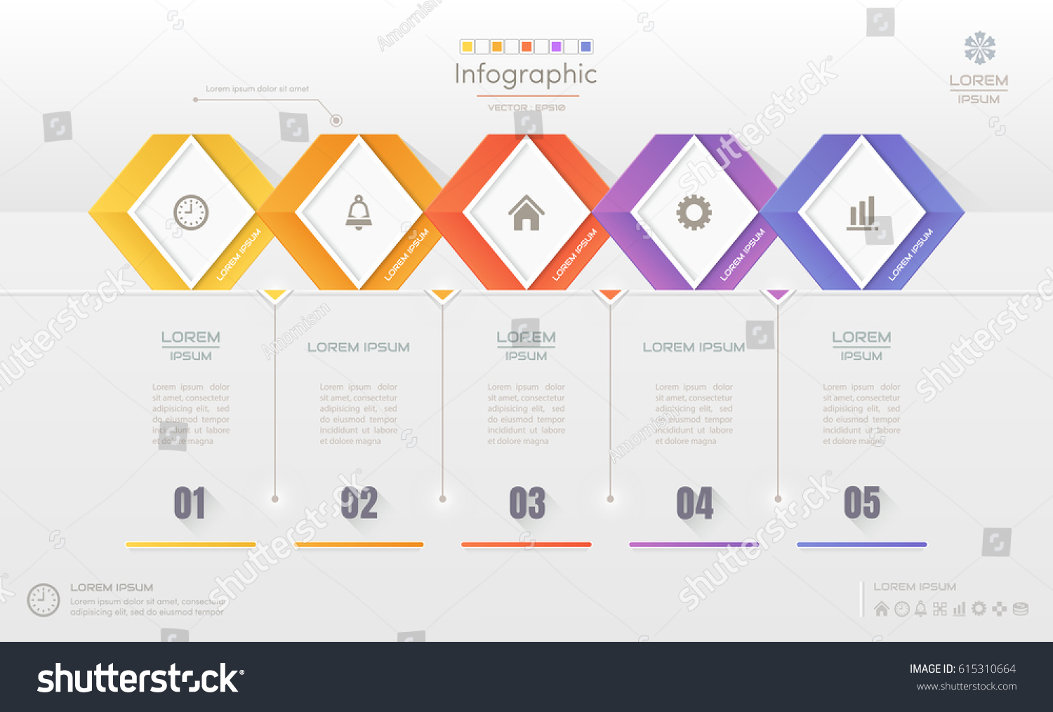 Infographics Design Template Icons Process Diagram Vetor Stock Livre De Direitos 615310664 9846