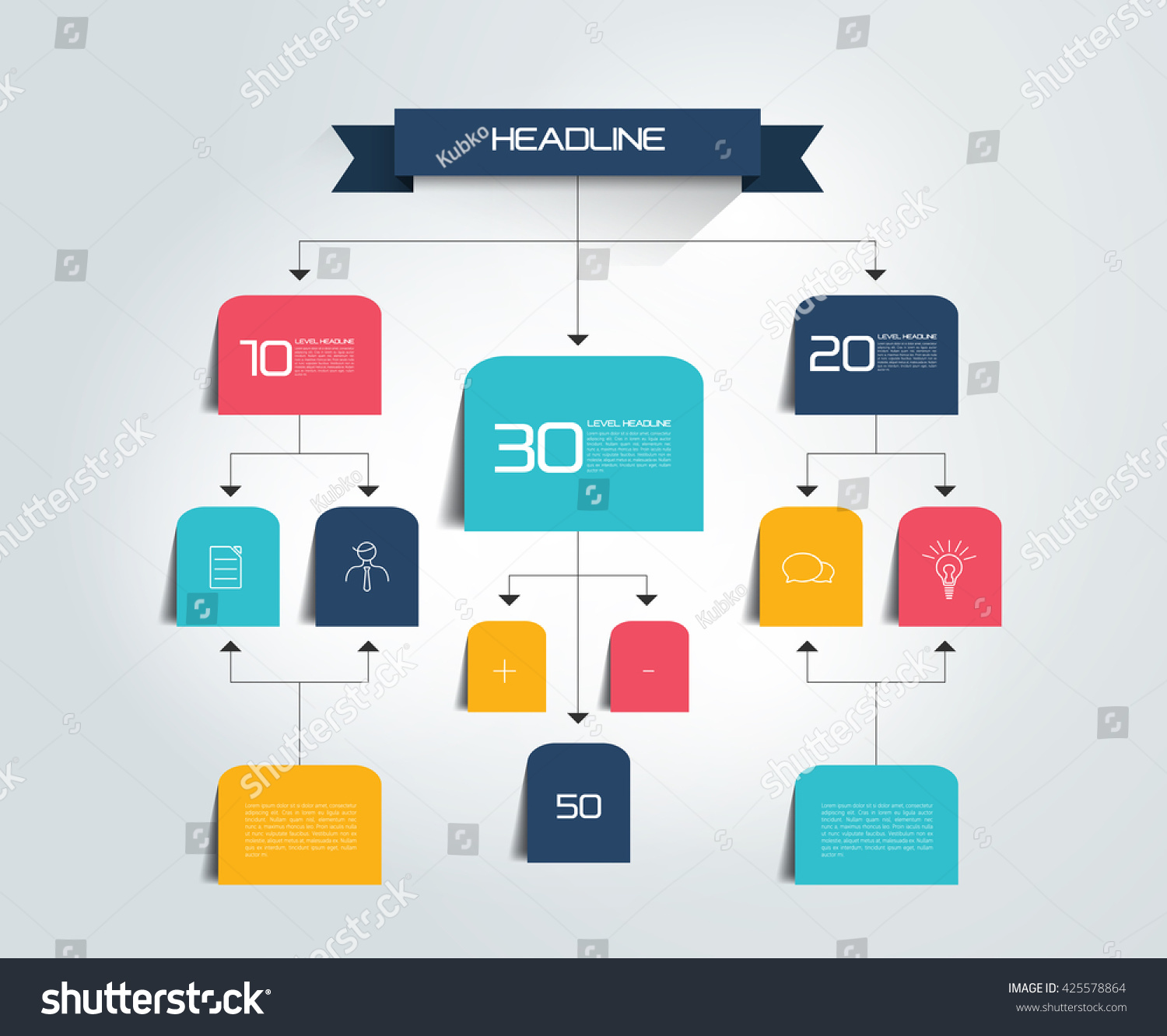 Infographics Flowchart Colored Shadows Scheme Stock Vector Royalty Free 425578864 