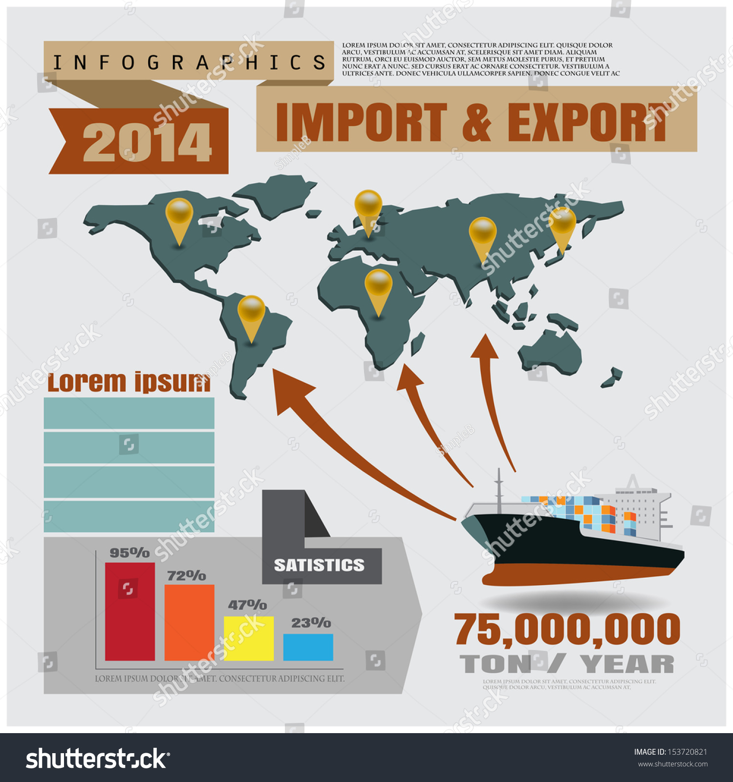 Infographics Import And Export Stock Vector Illustration 153720821 ...