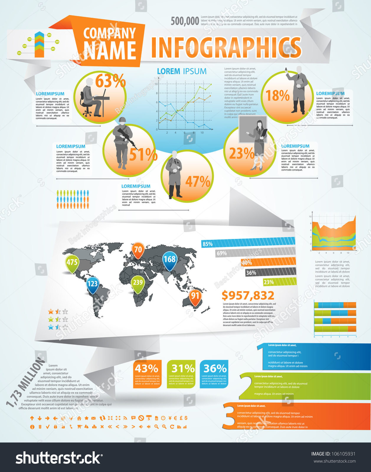 Infographics Master Collection Graphs Histograms Arrows Stock Vector ...