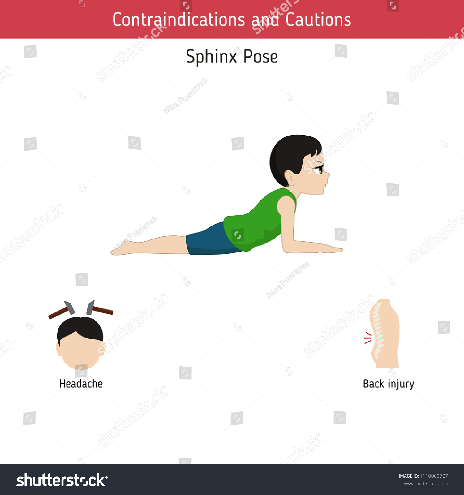 Infographics Yoga Pose Contraindications Sphinx Yoga Stock Vector Infographics Yoga Pose Contraindications Sphinx Yoga Stock Vector