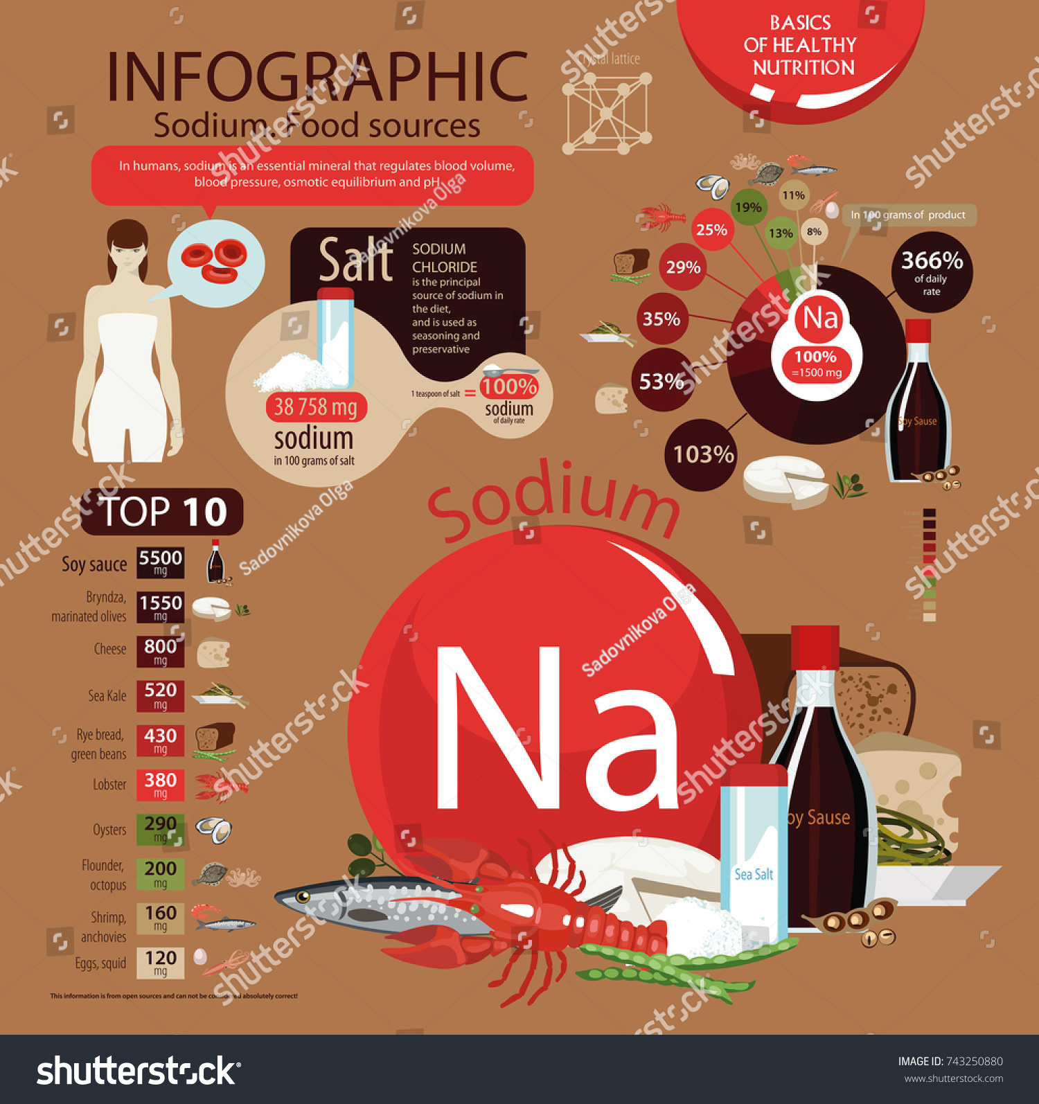 Infographics Sodium Food Sources Stock Vector (Royalty Free) 743250880 ...