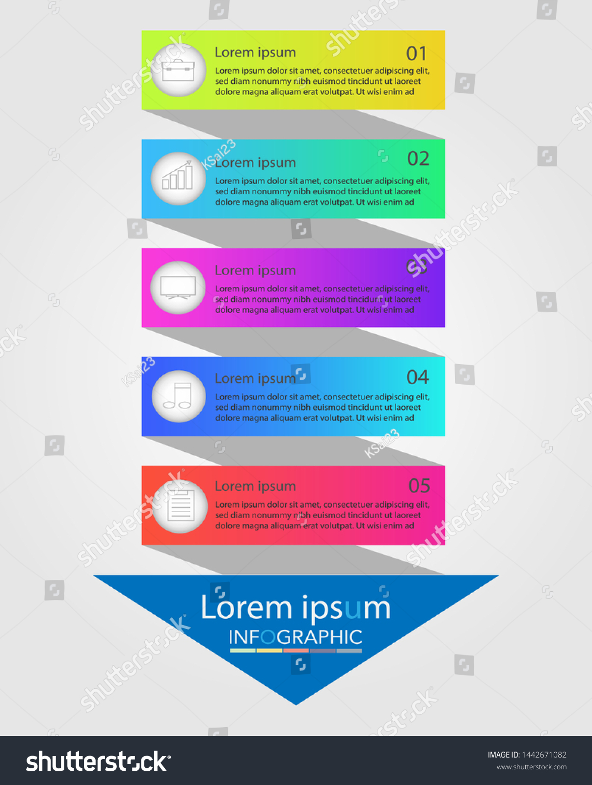 Infographics Template Five Rectangle Options Design Stock Vector ...