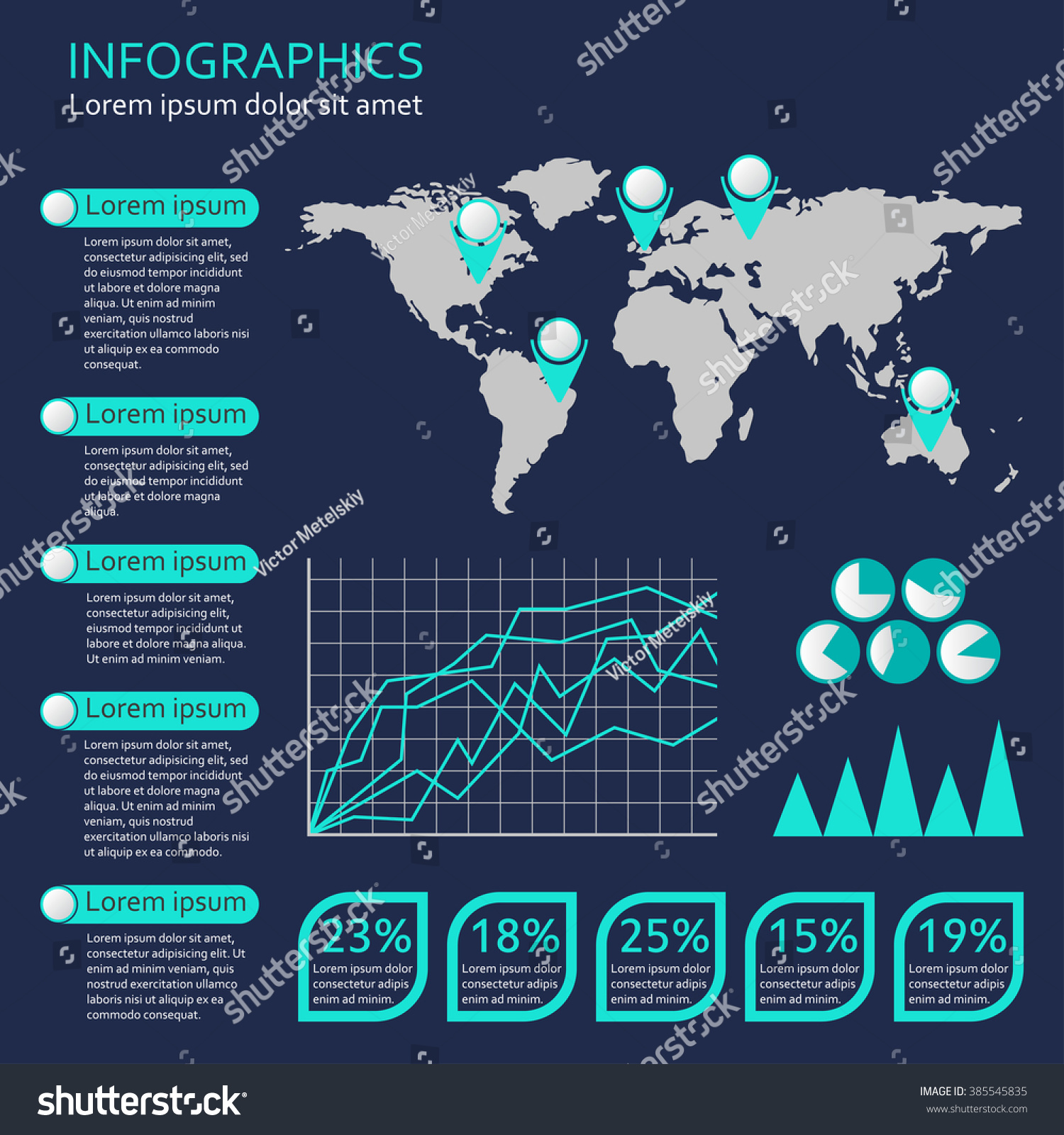 Infographics Template World Map Graphic Information Stock Vector ...