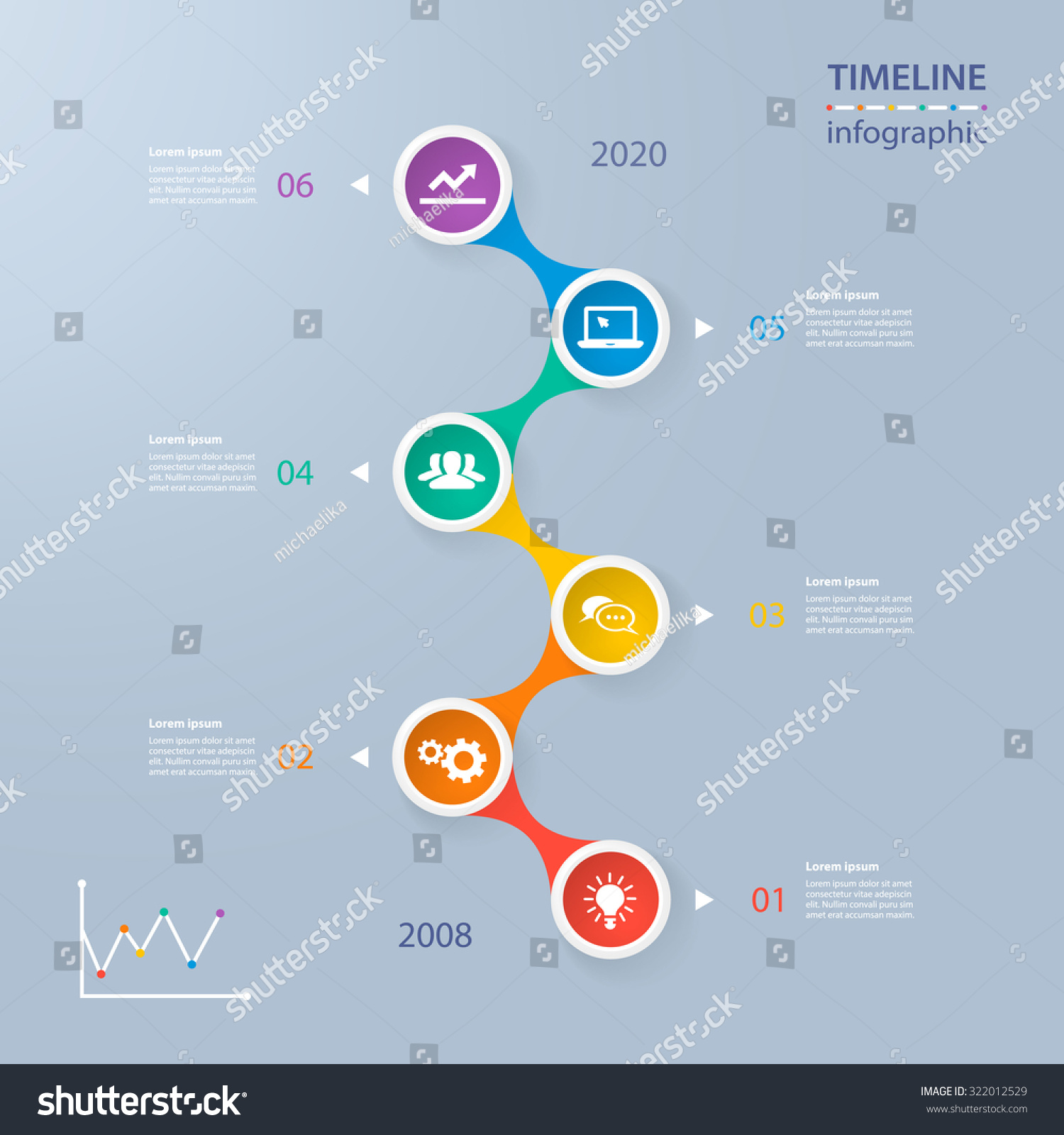 Infographics Timeline Template Realistic Colorful Circles Stock Vector