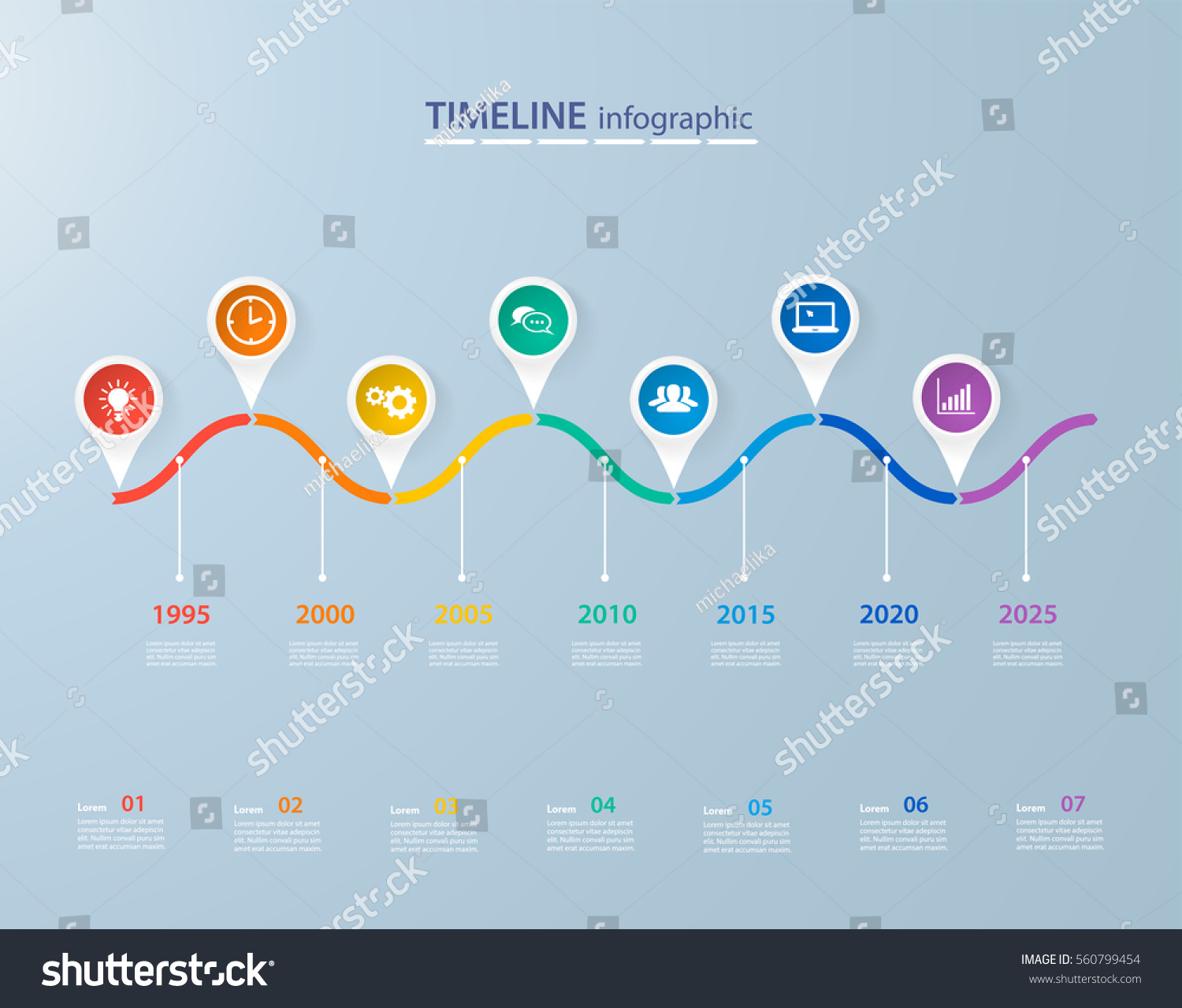 Infographics Timeline Template Realistic Colorful Circles Stock Vector ...